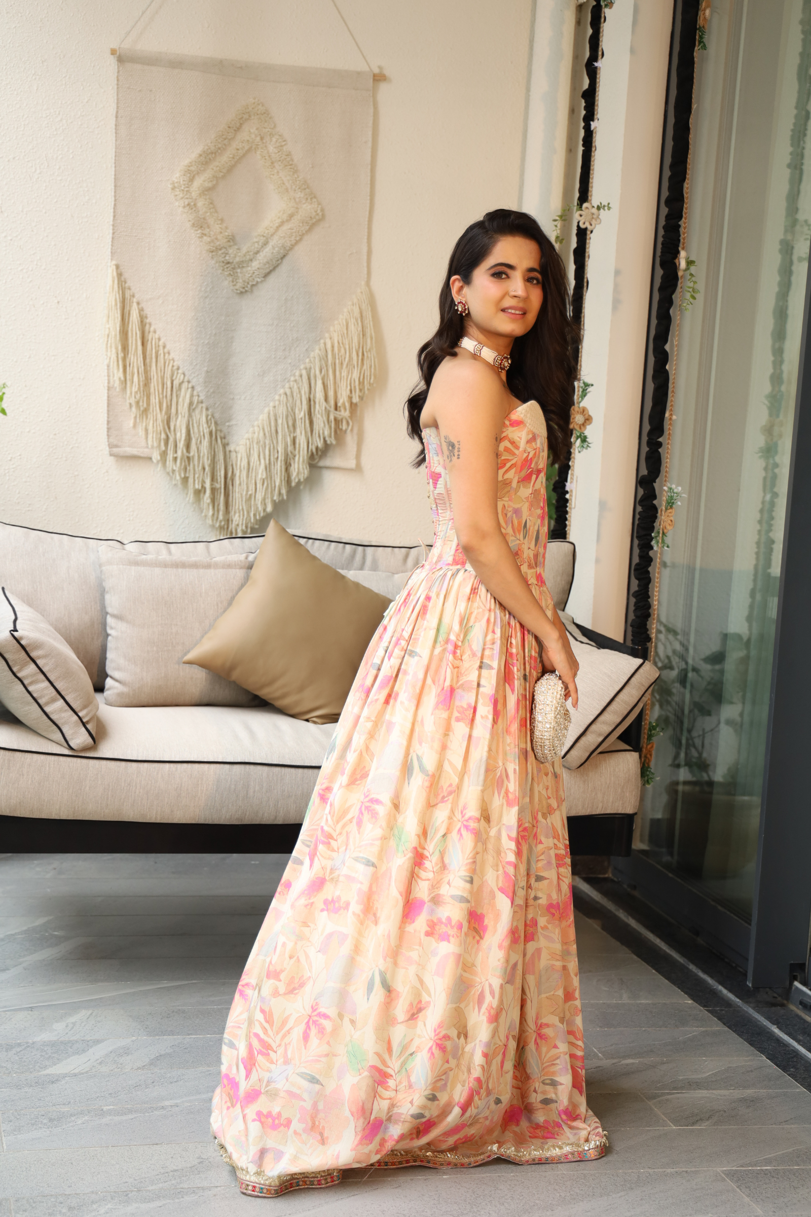 Jamila Ivory Sequinned Corset Muslin Lehenga Set