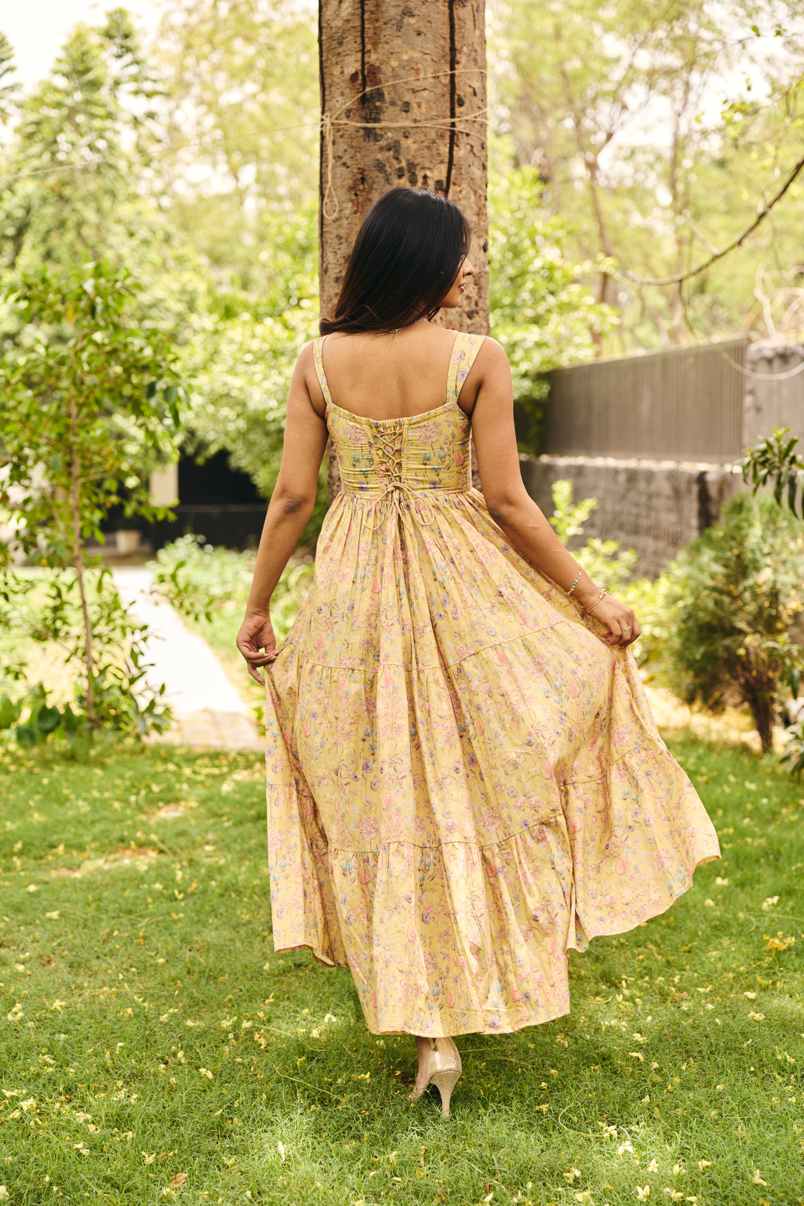 Valetta Yellow floral maxi dress