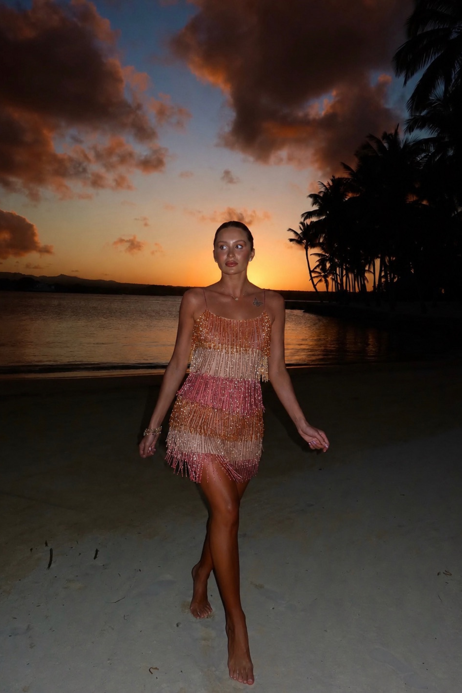 Miami multicolor Fringe Embellished Mini Dress