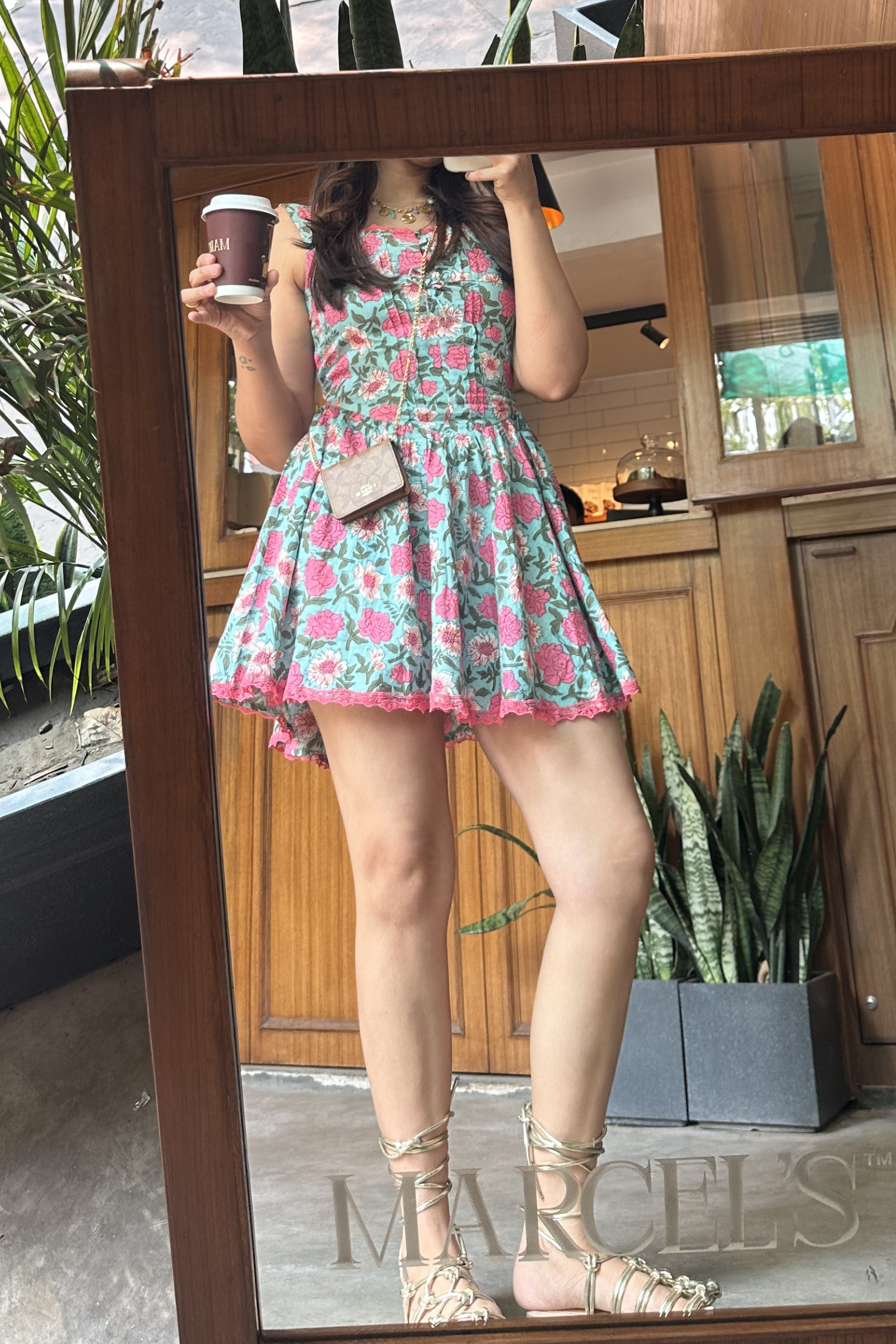 Kris Blue Printed Cotton Sleeveless Mini Dress