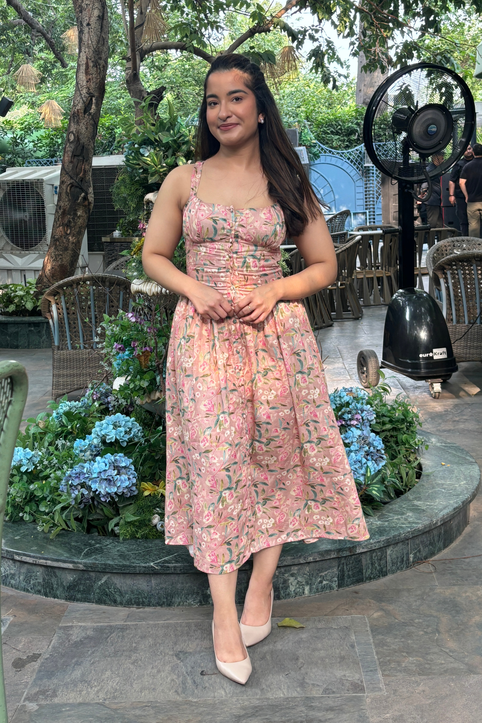 Versa Pink Floral Cotton Sundress