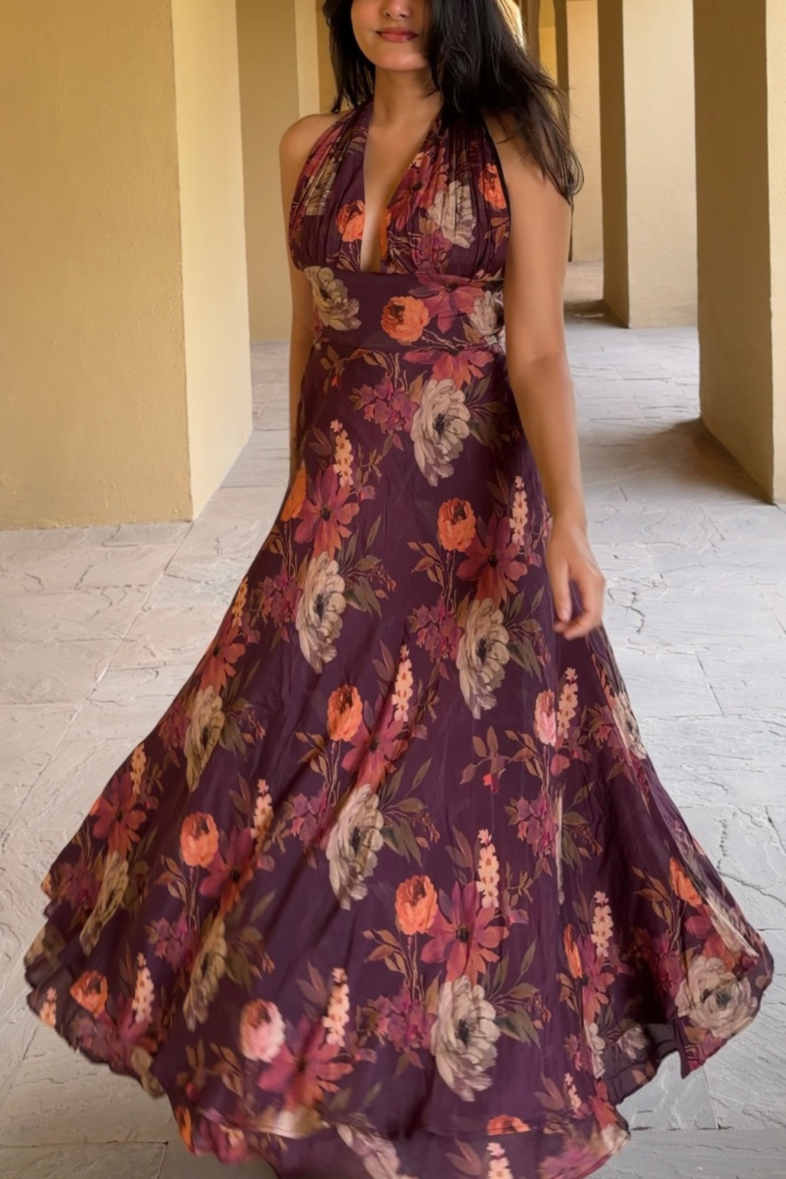 Marrakesh Purple floral maxi dress