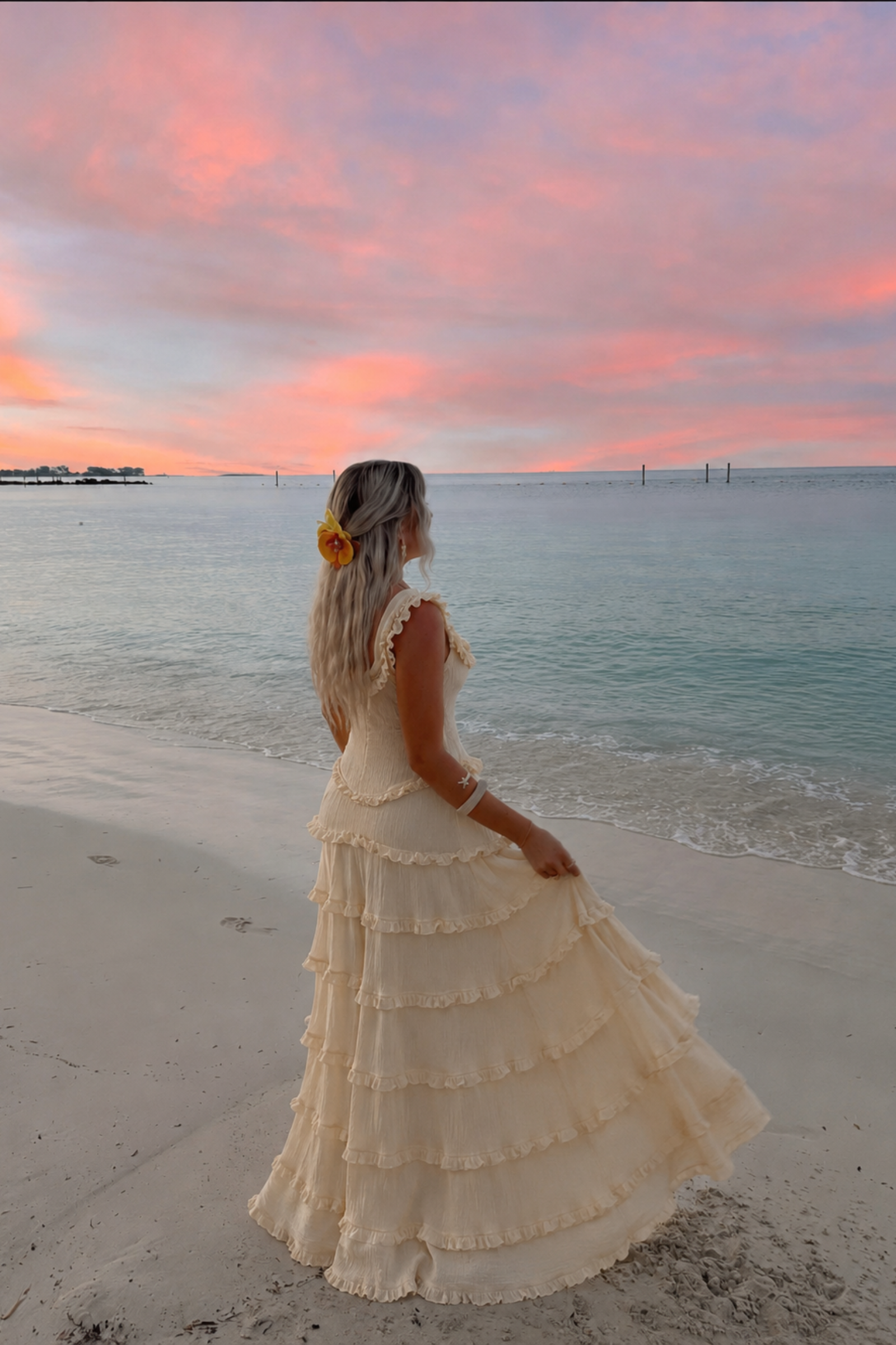 Amalfi Off White Ruffle Dress