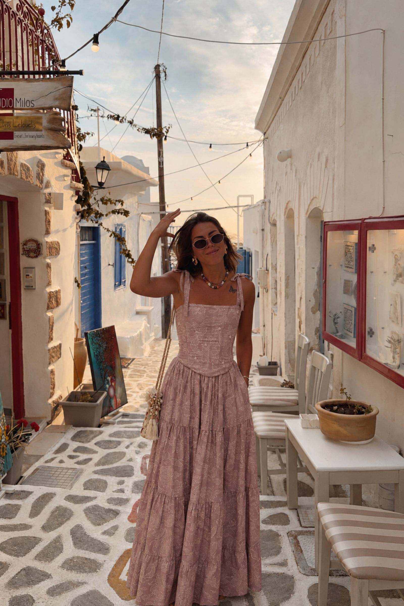 Sydney Lilac floral tiered maxi skirt