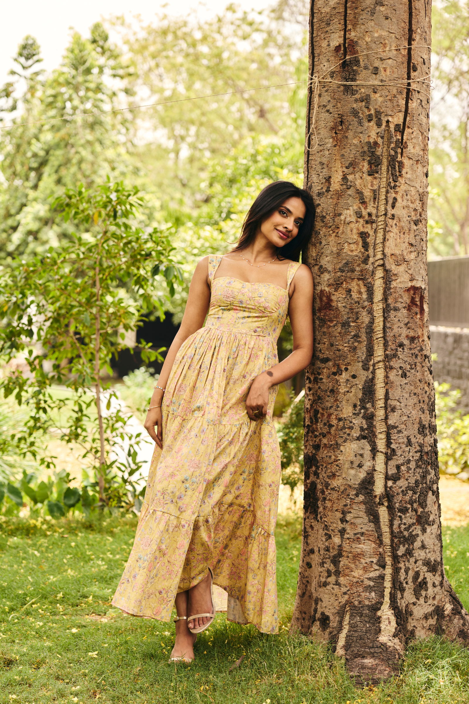 Valetta Yellow floral maxi dress