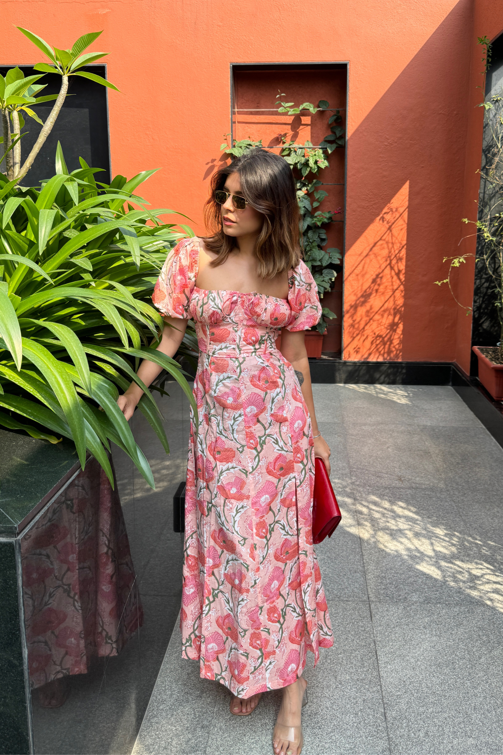 Ellora Pink Floral Maxi Sundress