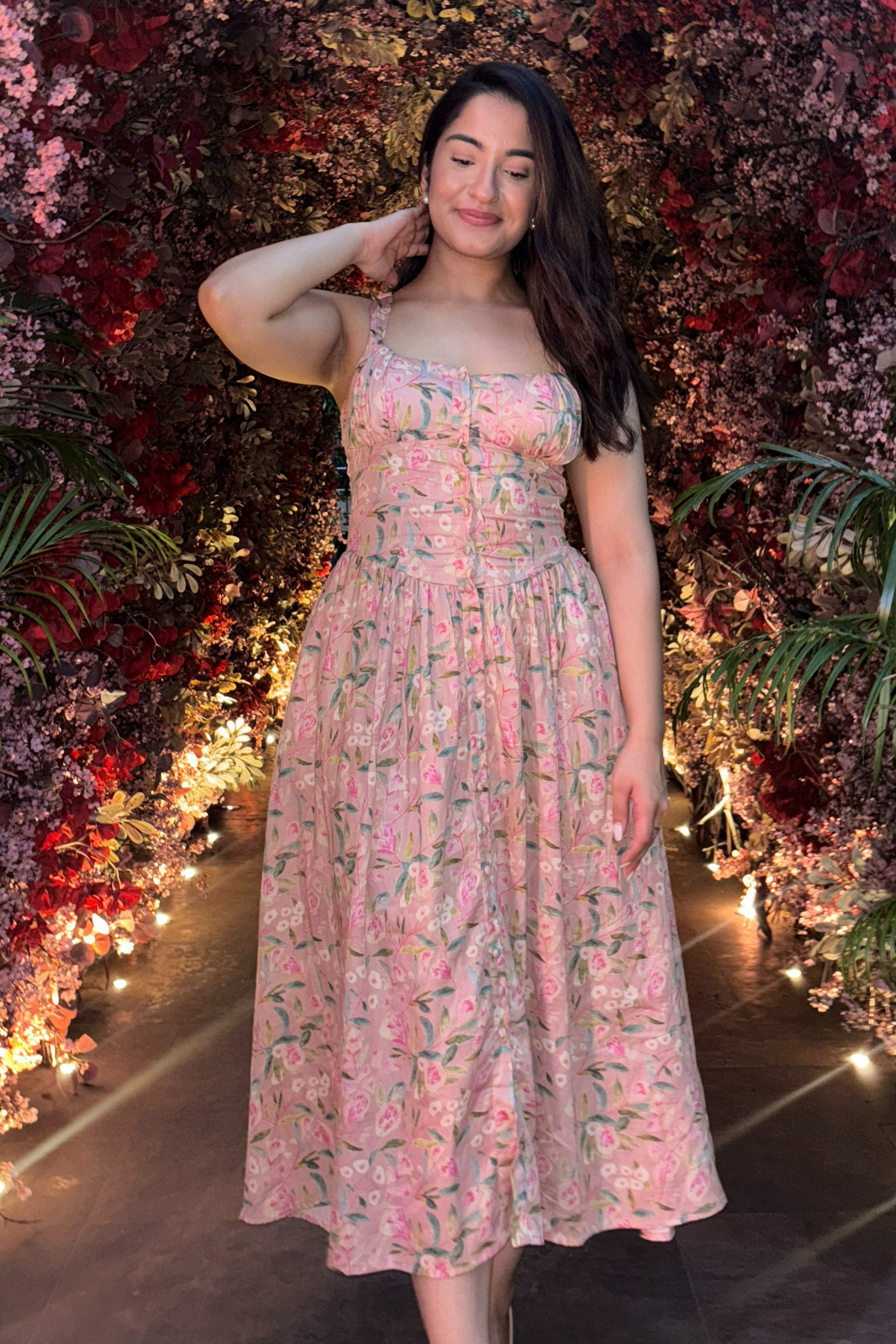 Versa Pink Floral Cotton Sundress