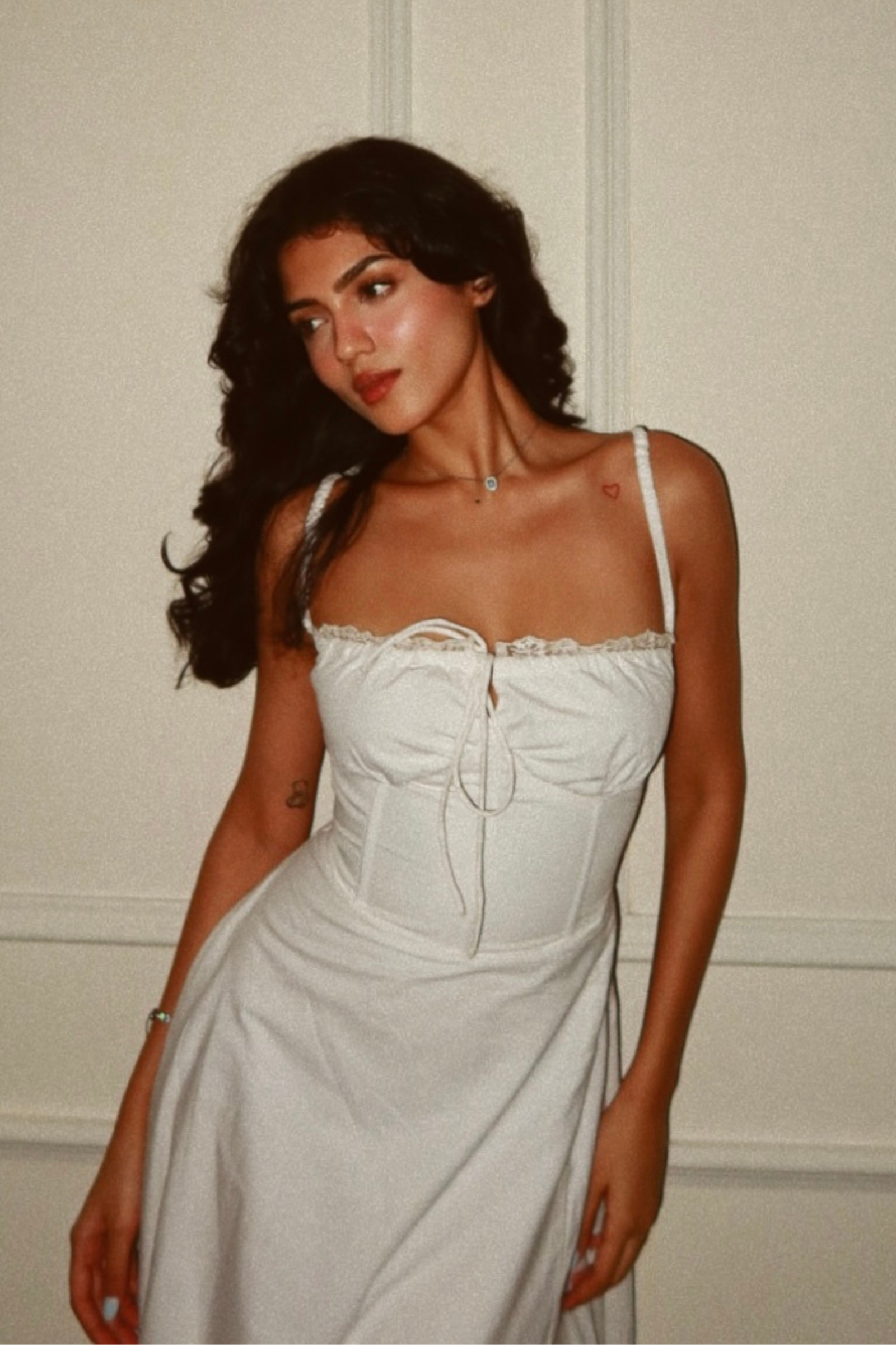 Tosca White Corset Poplin Midi Dress