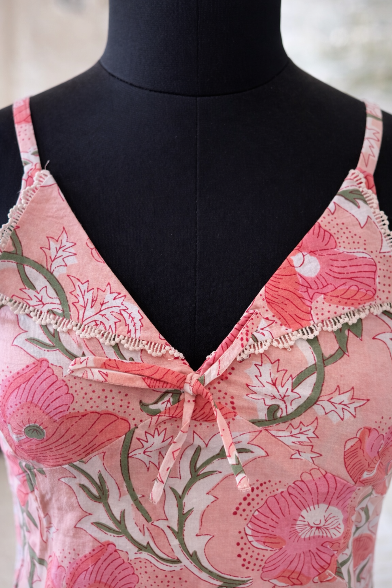 Shelly Pink Floral Sleeveless Cotton Top