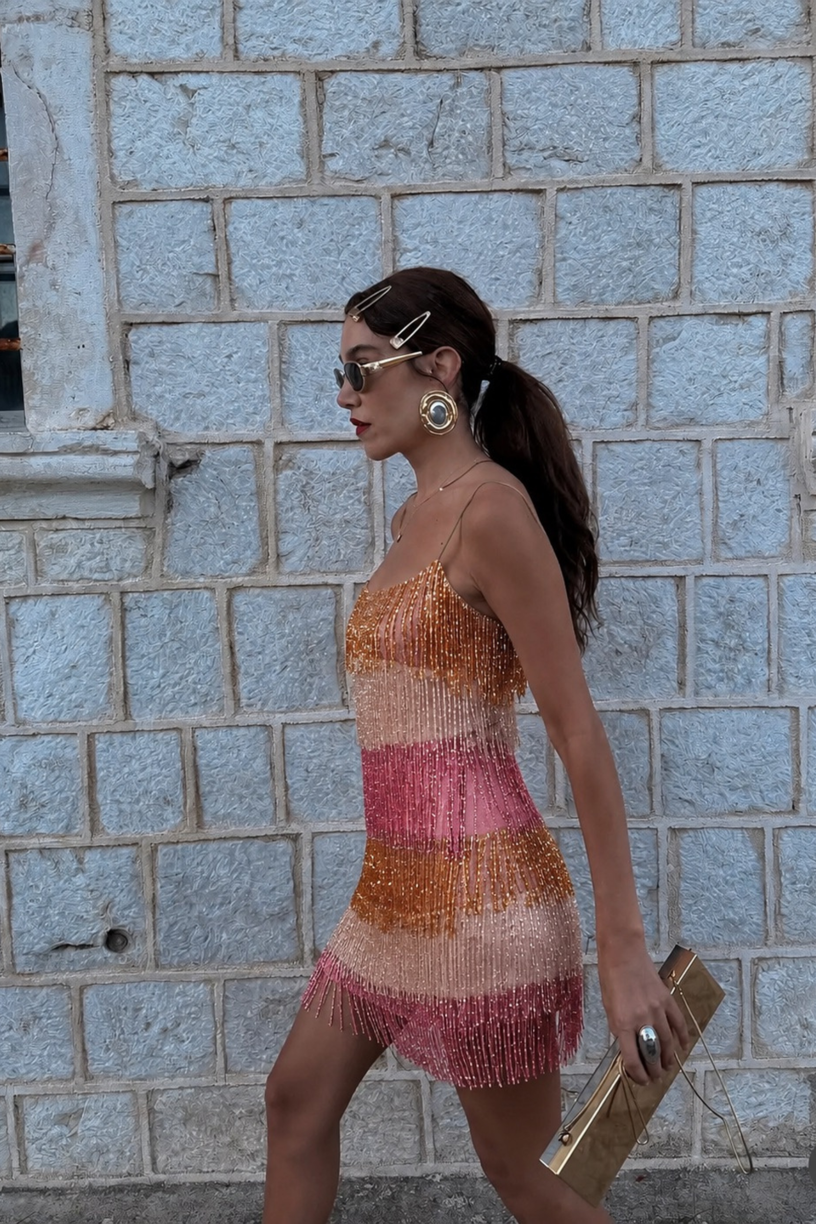 Miami multicolor Fringe Embellished Mini Dress