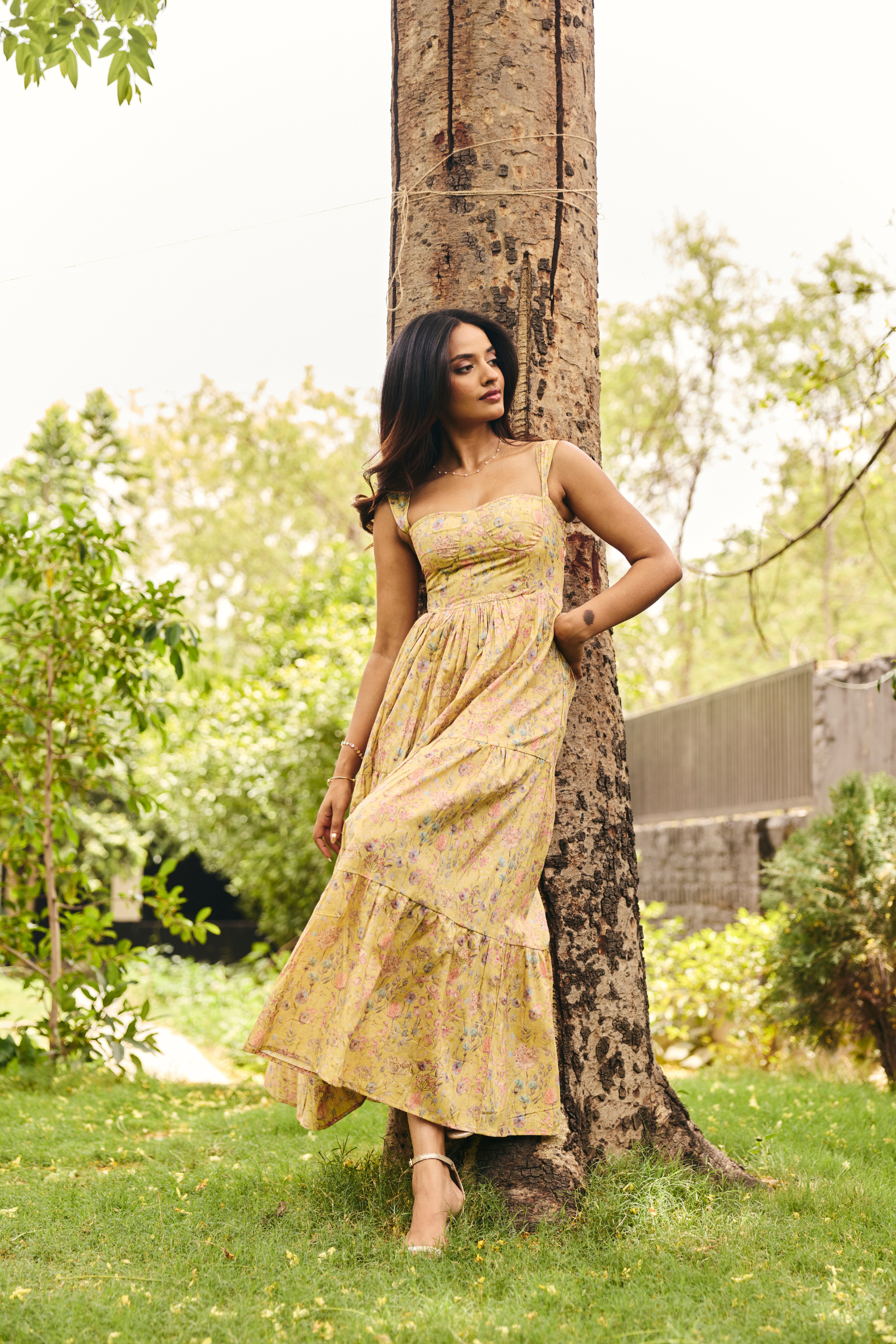 Valetta Yellow floral maxi dress
