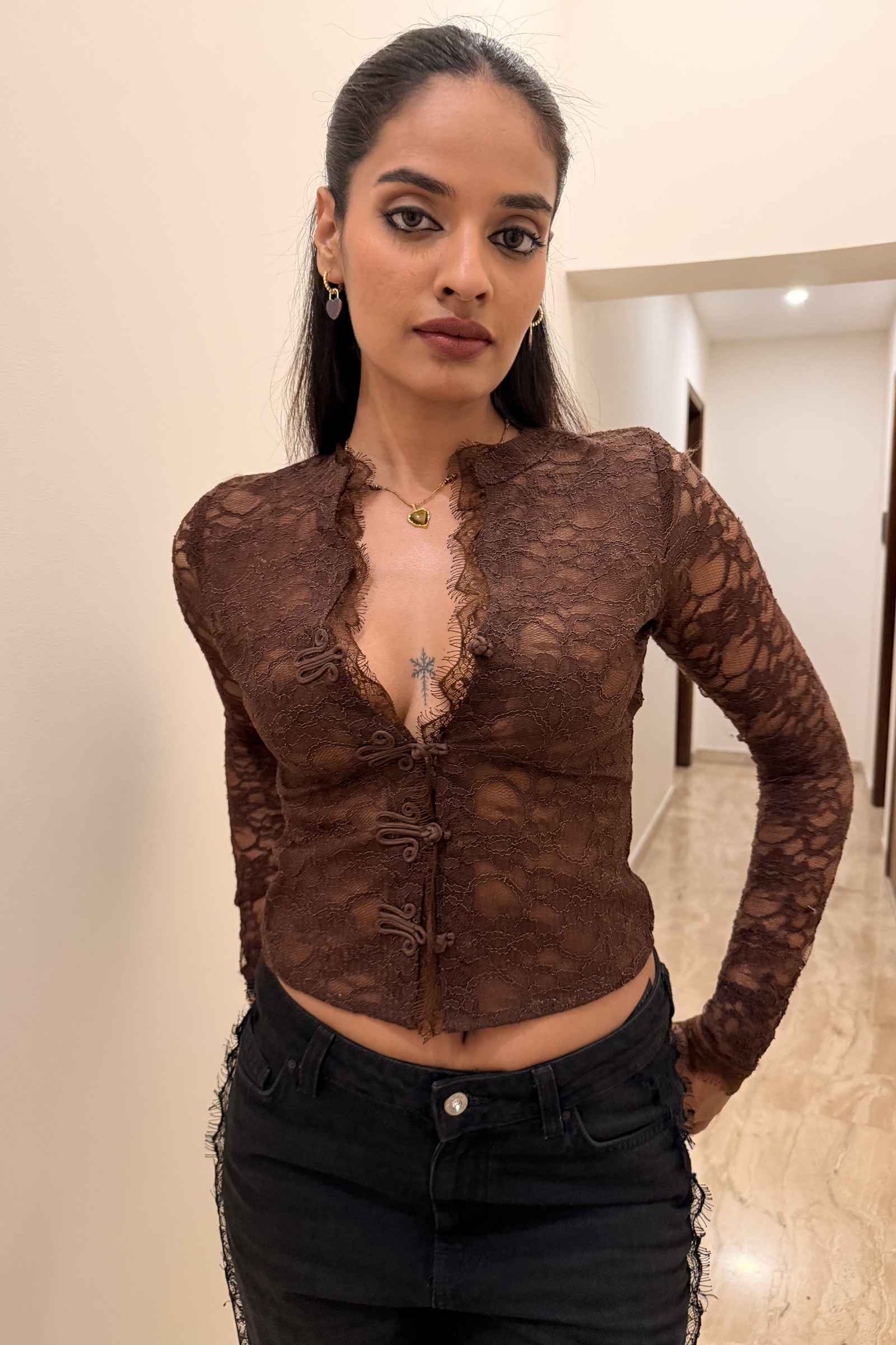 Petra Brown lace top
