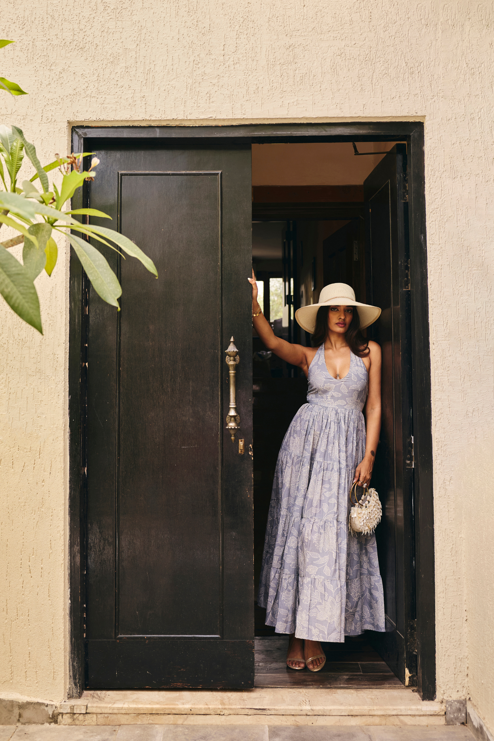 Jodhpur Blue Halter Maxi Dress