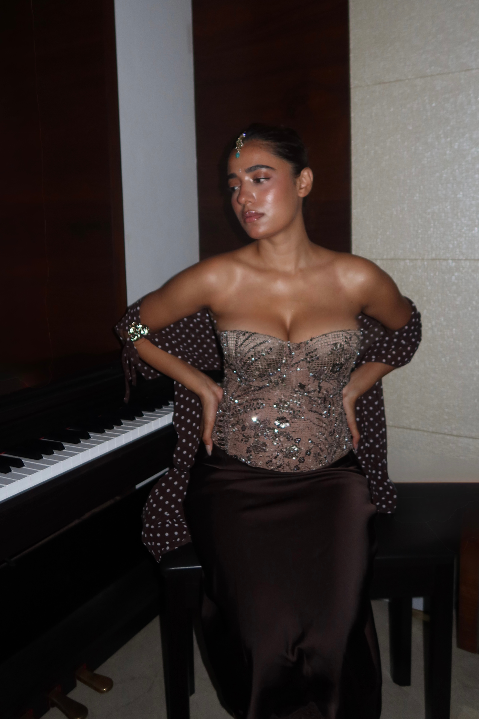 Shanghai Brown Embellished Corset