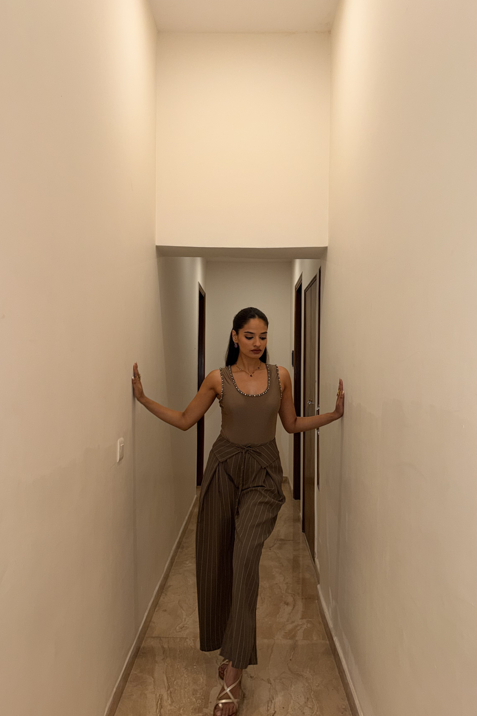 Cape Town Grey Hand Embellished Bodysuit