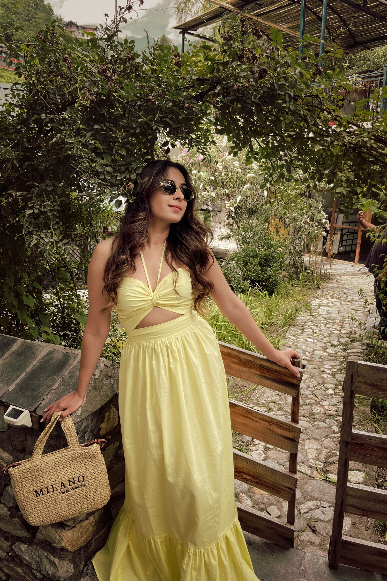 Penelope Lime Yellow Halter Maxi Dress