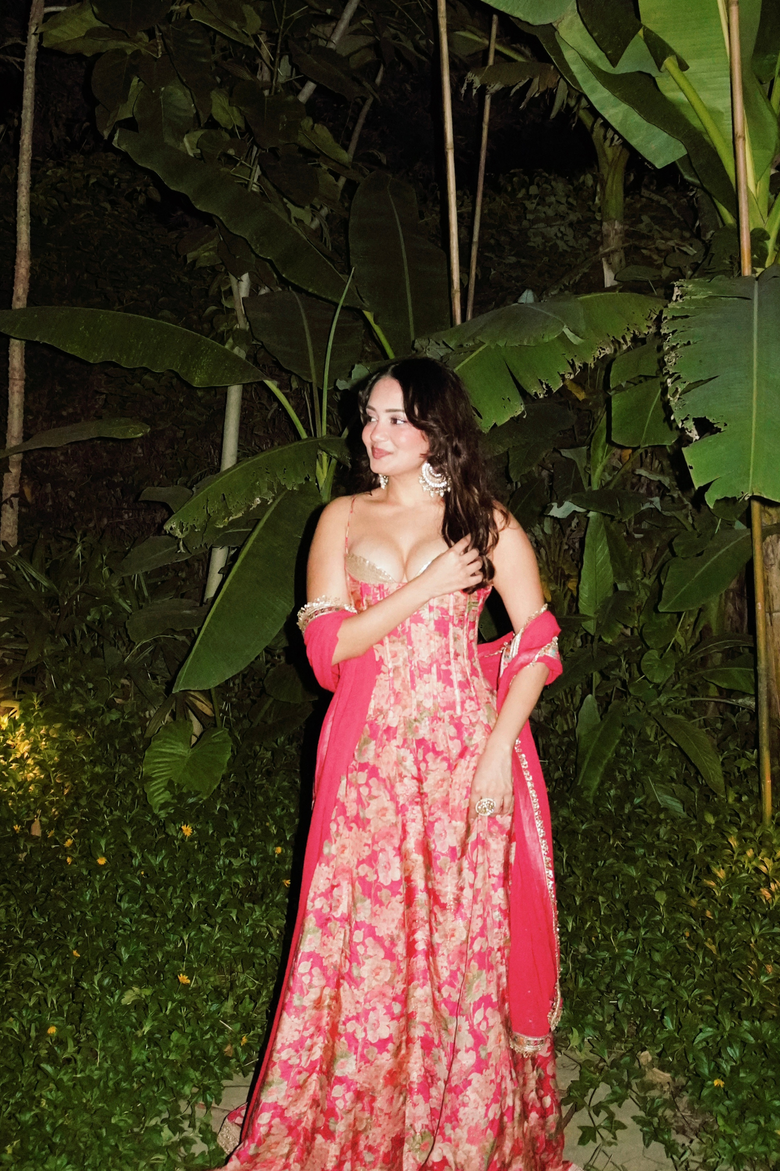 Roze Pink & Champagne Sequinned Corset Tissue Lehenga Set
