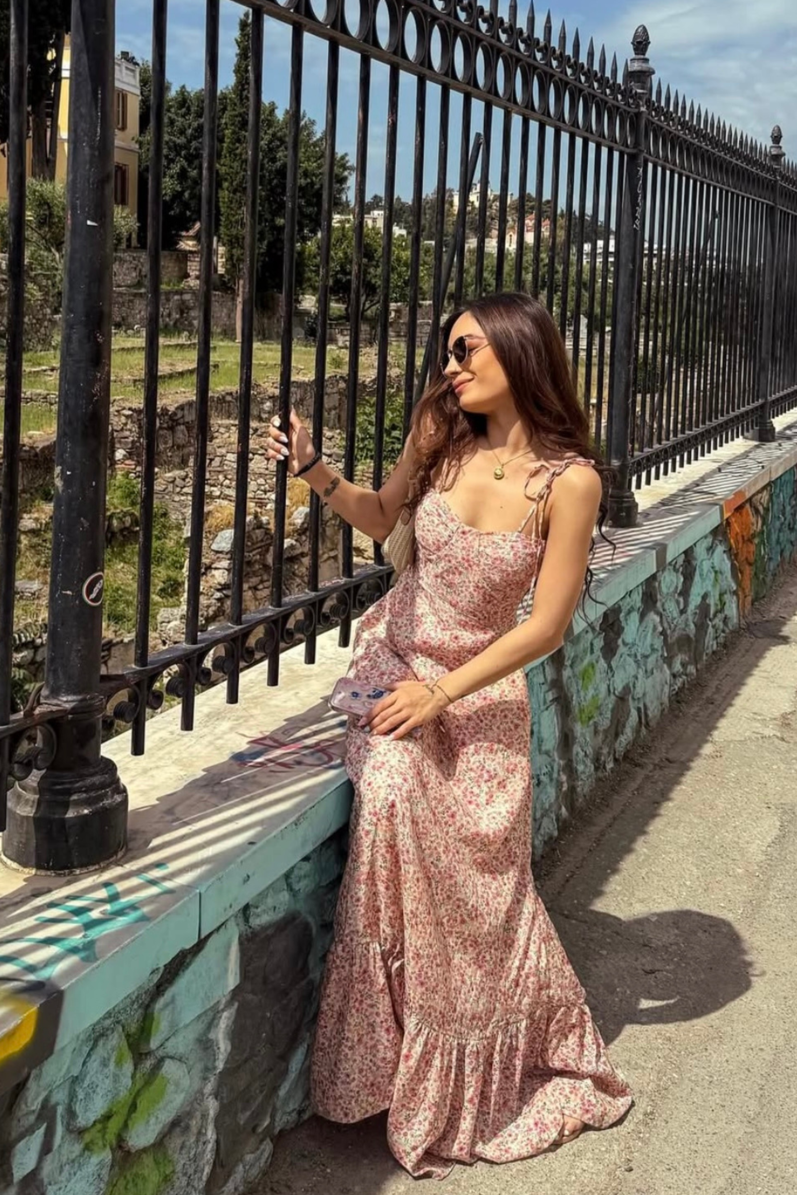 Solene Muslin Floral Ruffle Maxi Dress