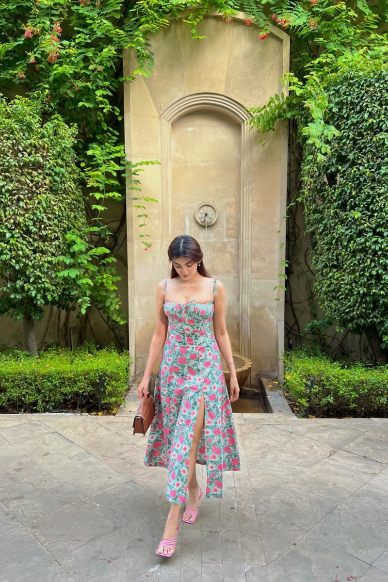 Comfortable Beauty-No underwire-Print Bustier Sundress