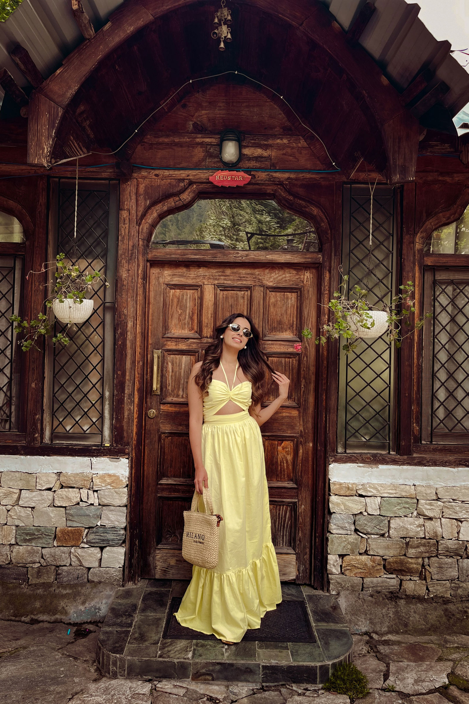 Penelope Lime Yellow Halter Maxi Dress