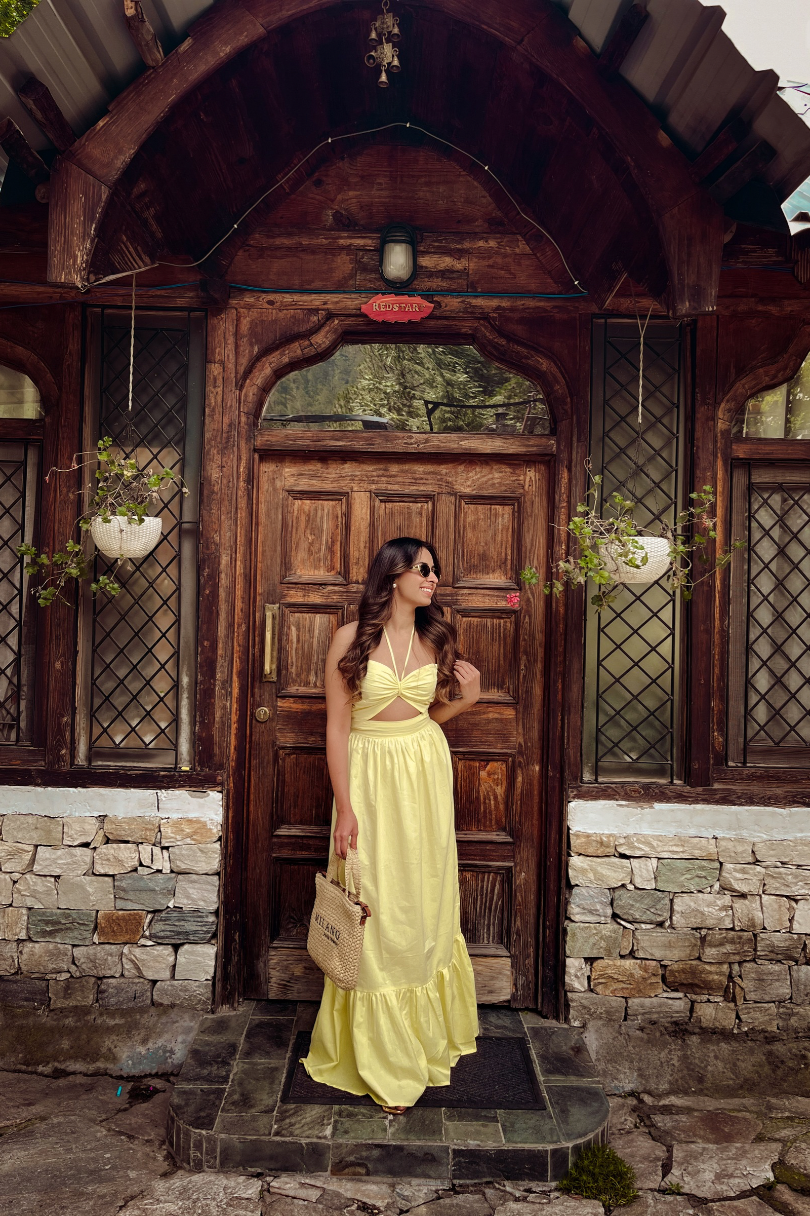 Penelope Lime Yellow Halter Maxi Dress