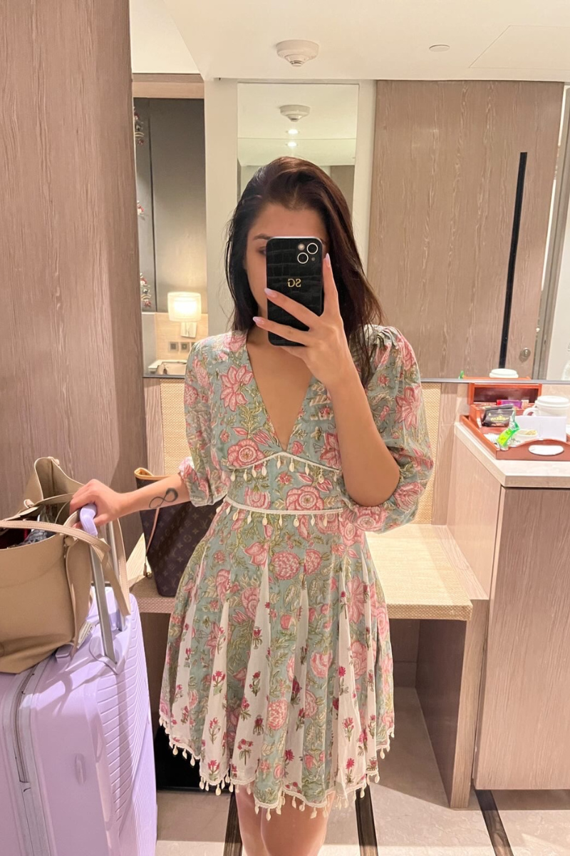 Diaz Pastel Green Printed Cotton Dress