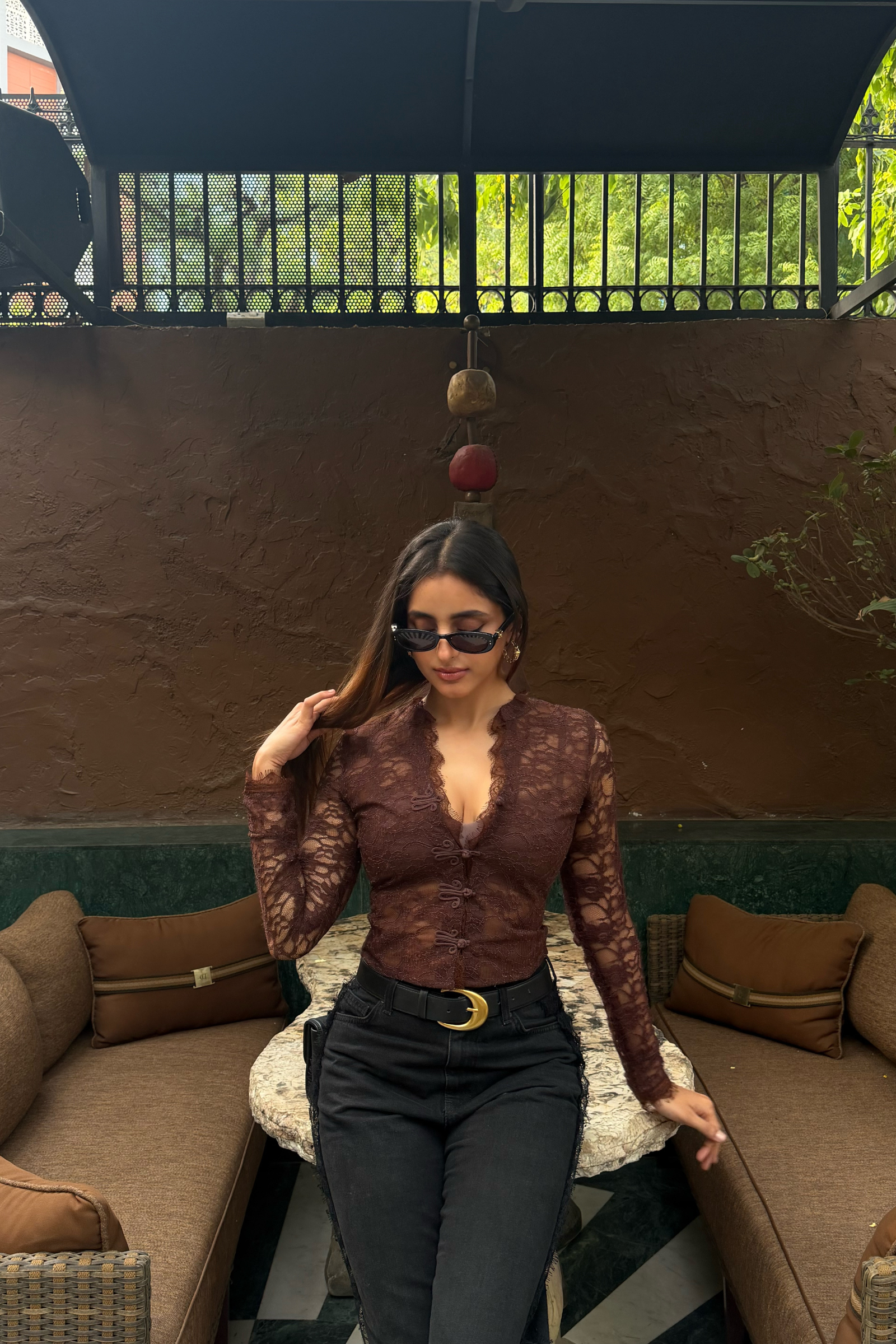 Petra Brown lace top