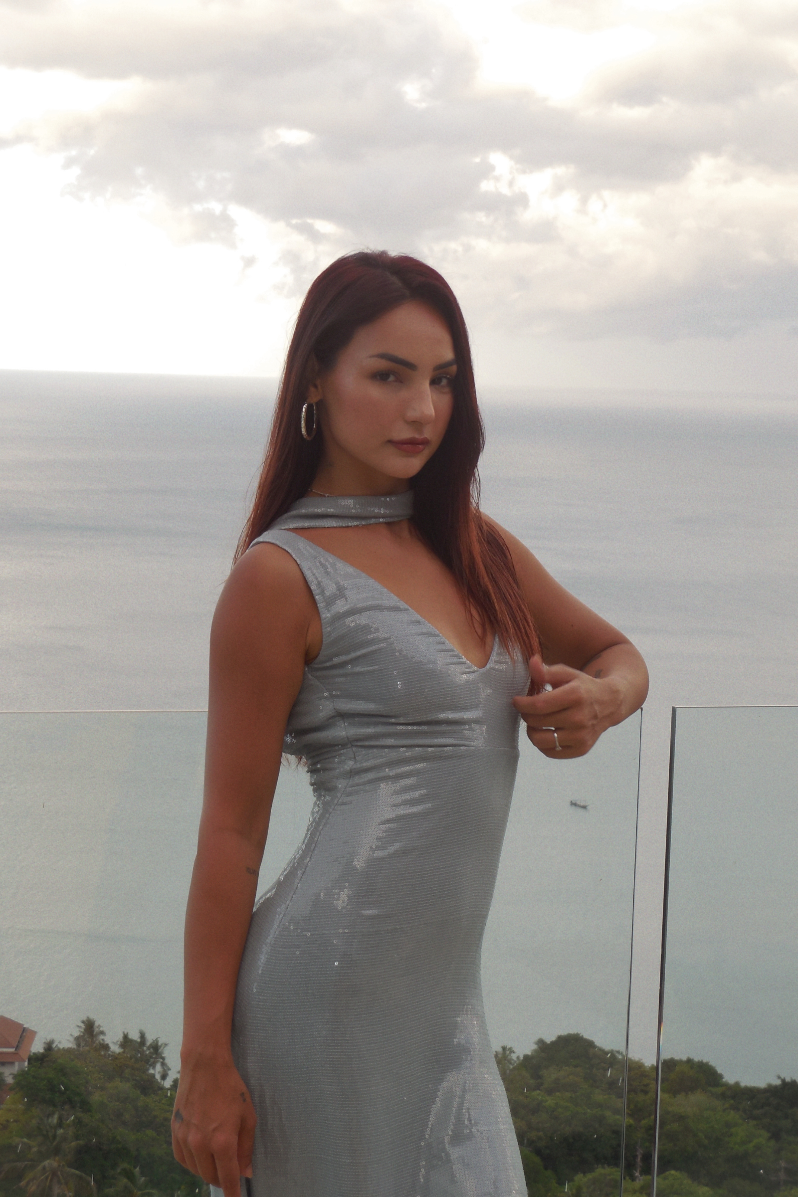 Santorini blue Shimmer Maxi Dress