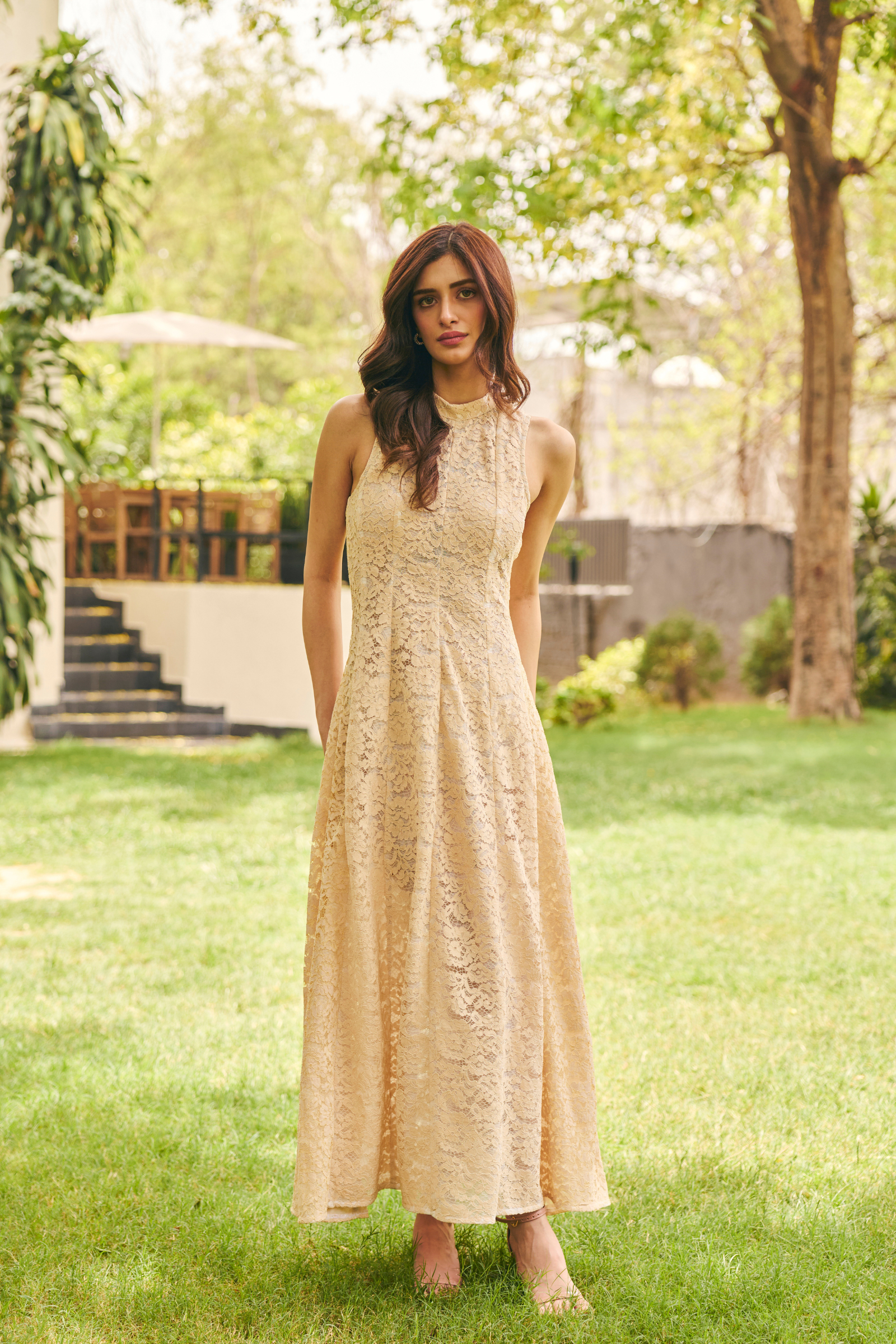 Paris off white maxi lace dress