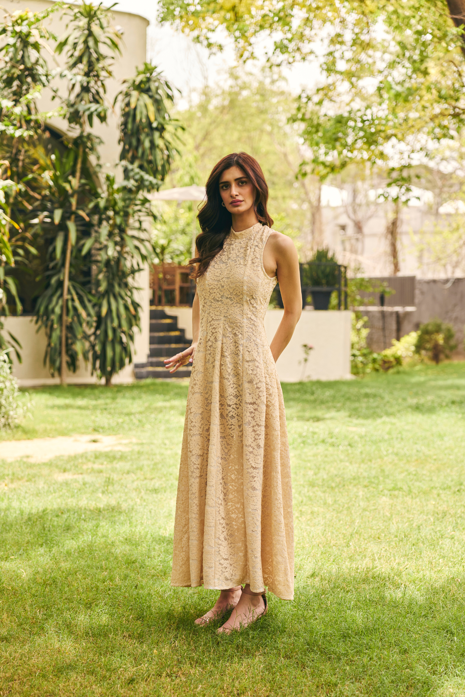 Paris off white maxi lace dress