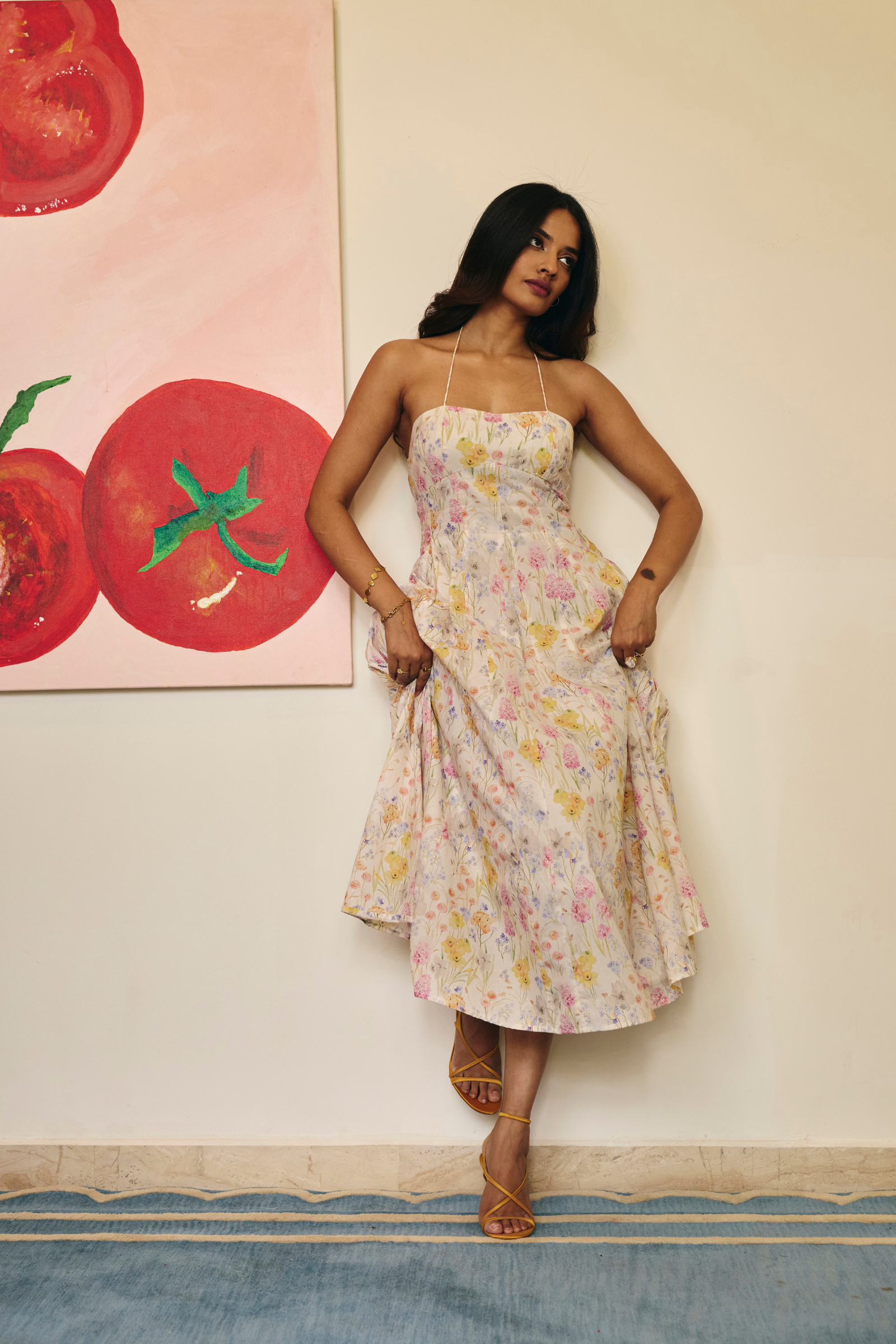 Cannes White Floral Midi Sundress