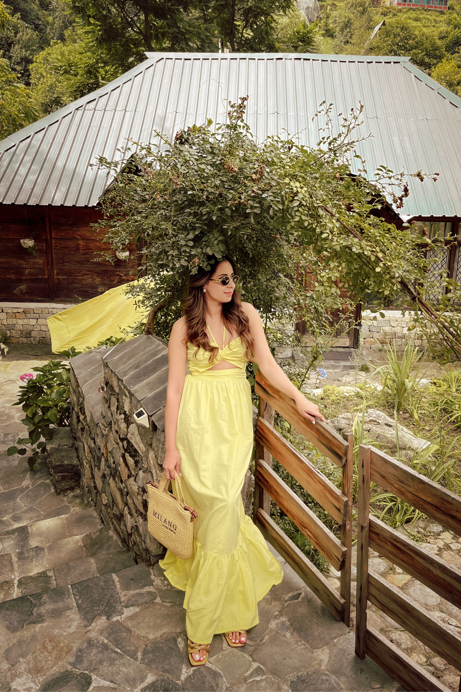 Penelope Lime Yellow Halter Maxi Dress