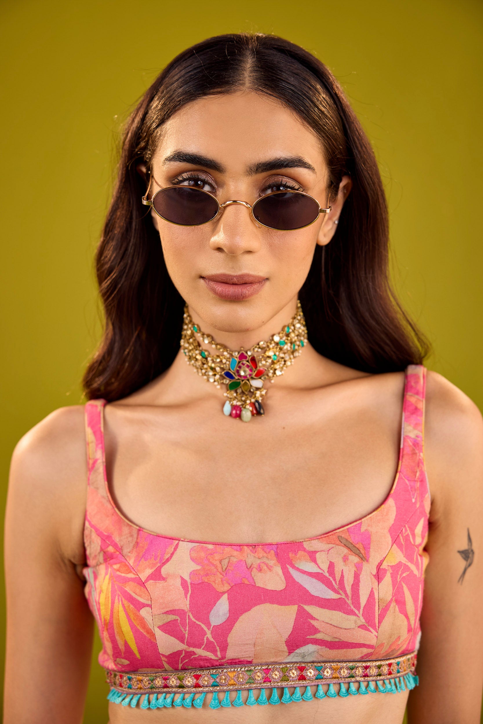Nazara Pink Floral Muslin Blouse
