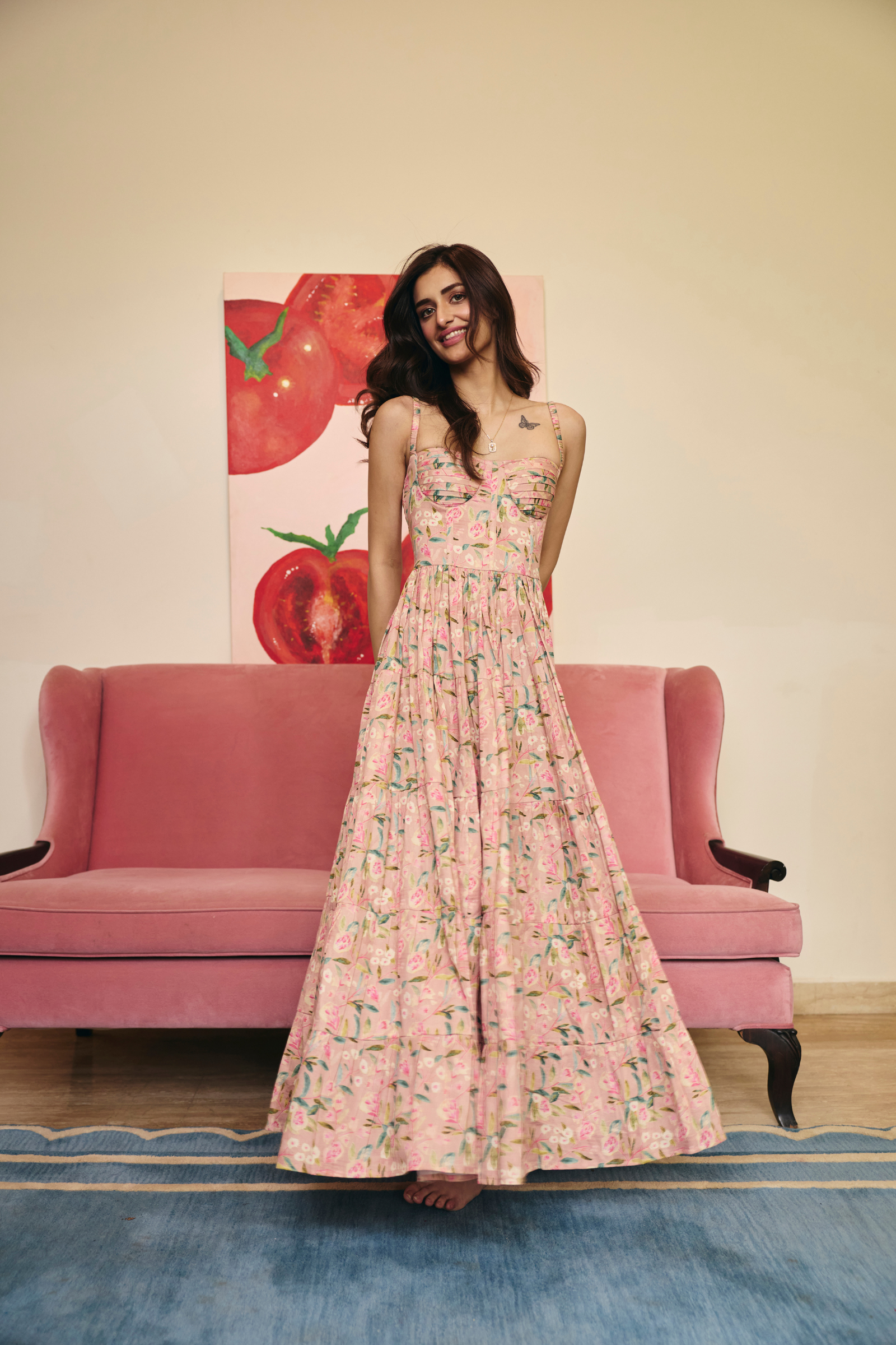 Jaipur Pink Floral Maxi Dress
