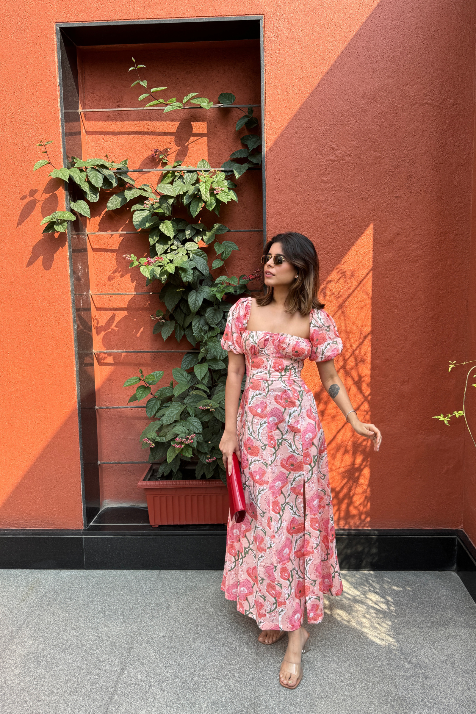 Ellora Pink Floral Maxi Sundress