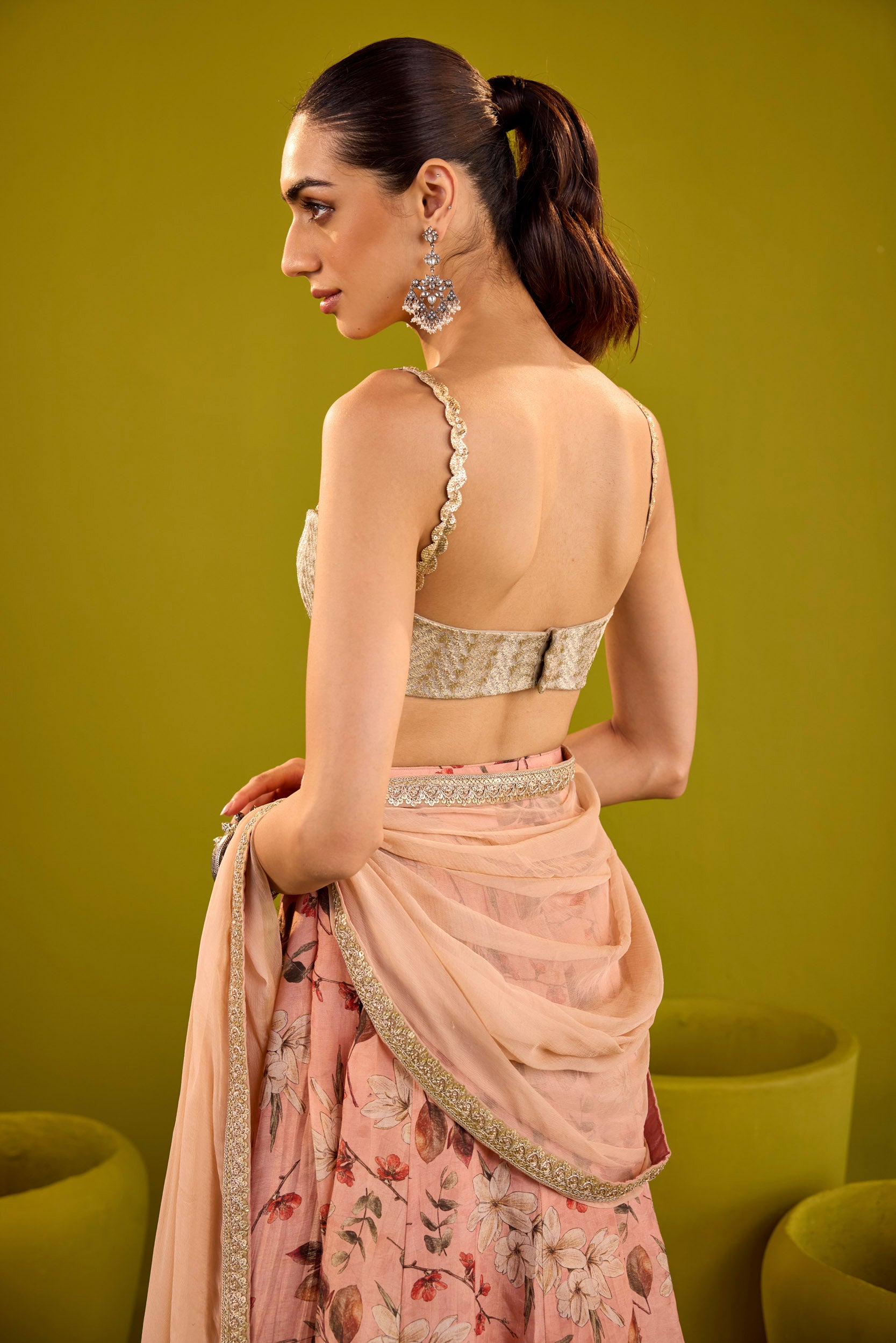 Geet Silver Embroidered Strappy Blouse