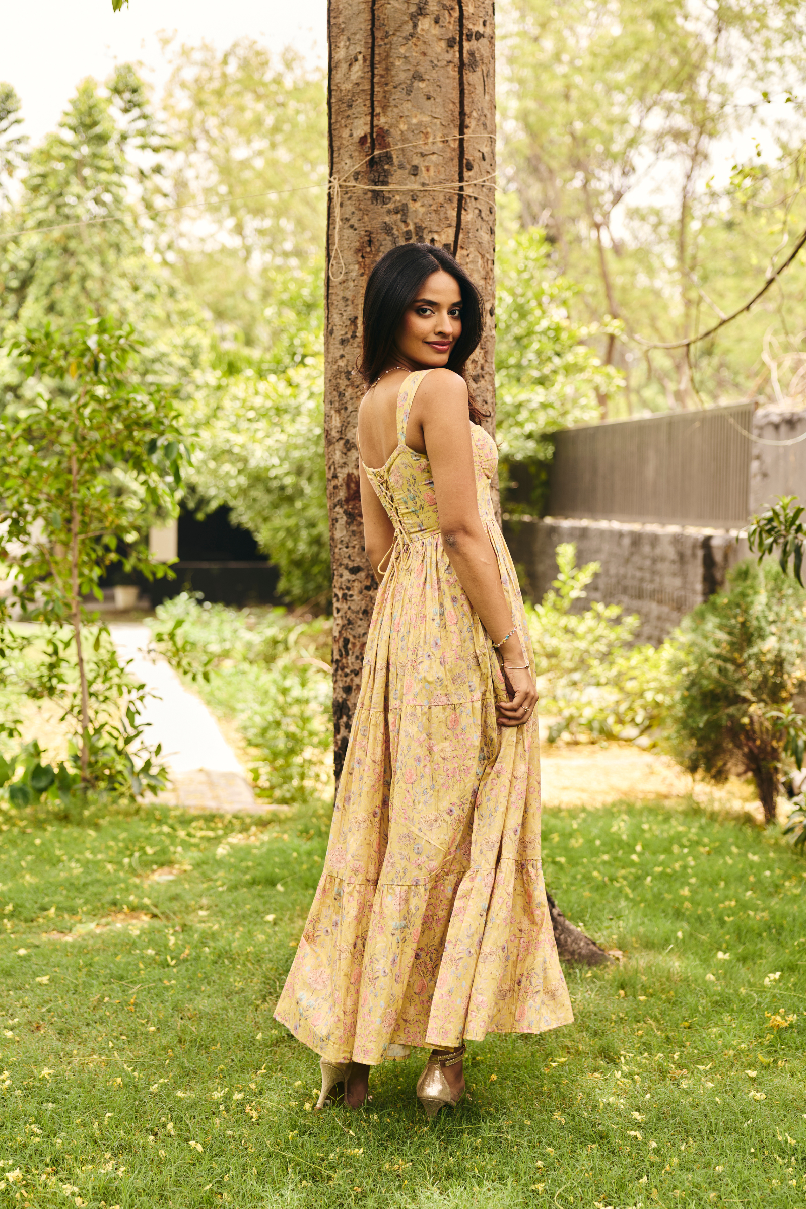 Valetta Yellow floral maxi dress