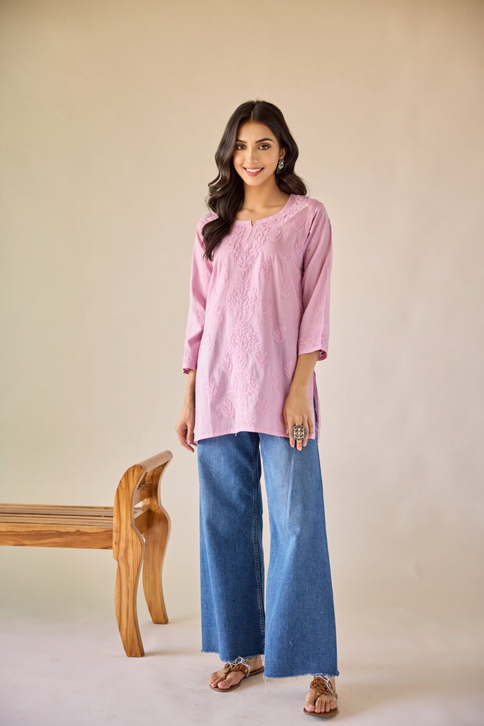 Suhani Lime Straight-Fit Cotton Top With Chikankari Hand Embroidery