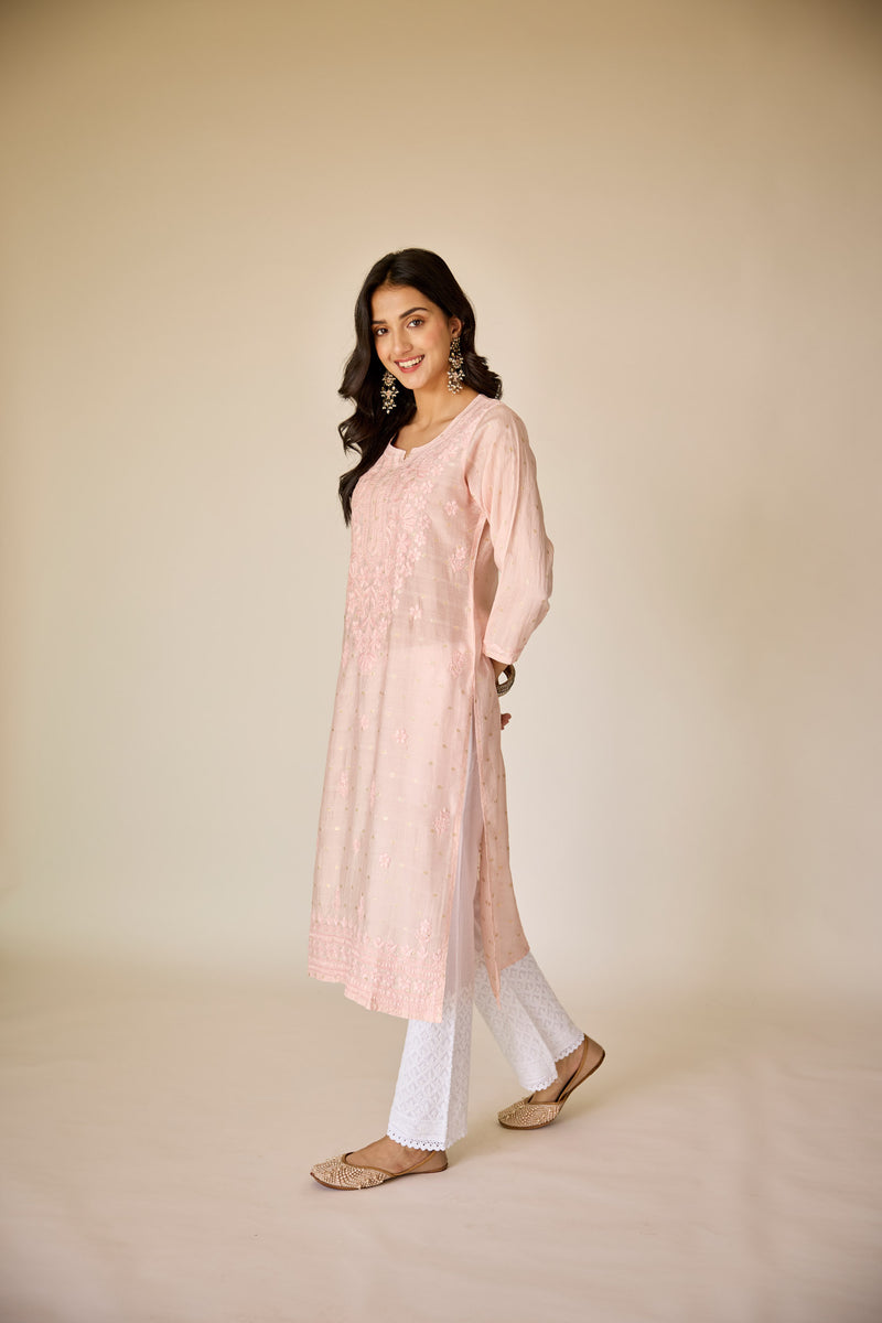 Chikankari embroidered kurta and churidaar