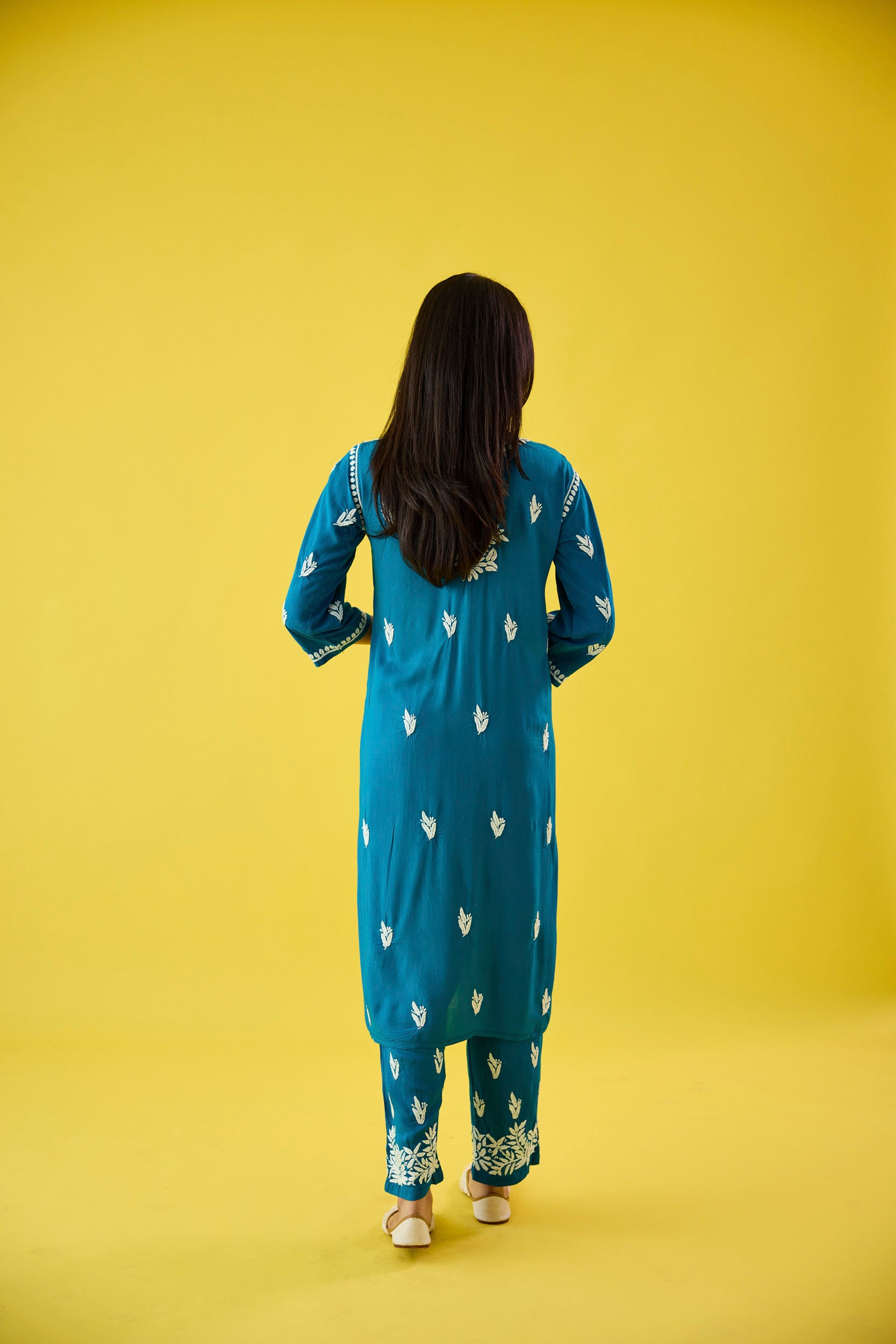 Aanya Blue Modal Hand Embroidered Chikankari Kurta & Pant Set