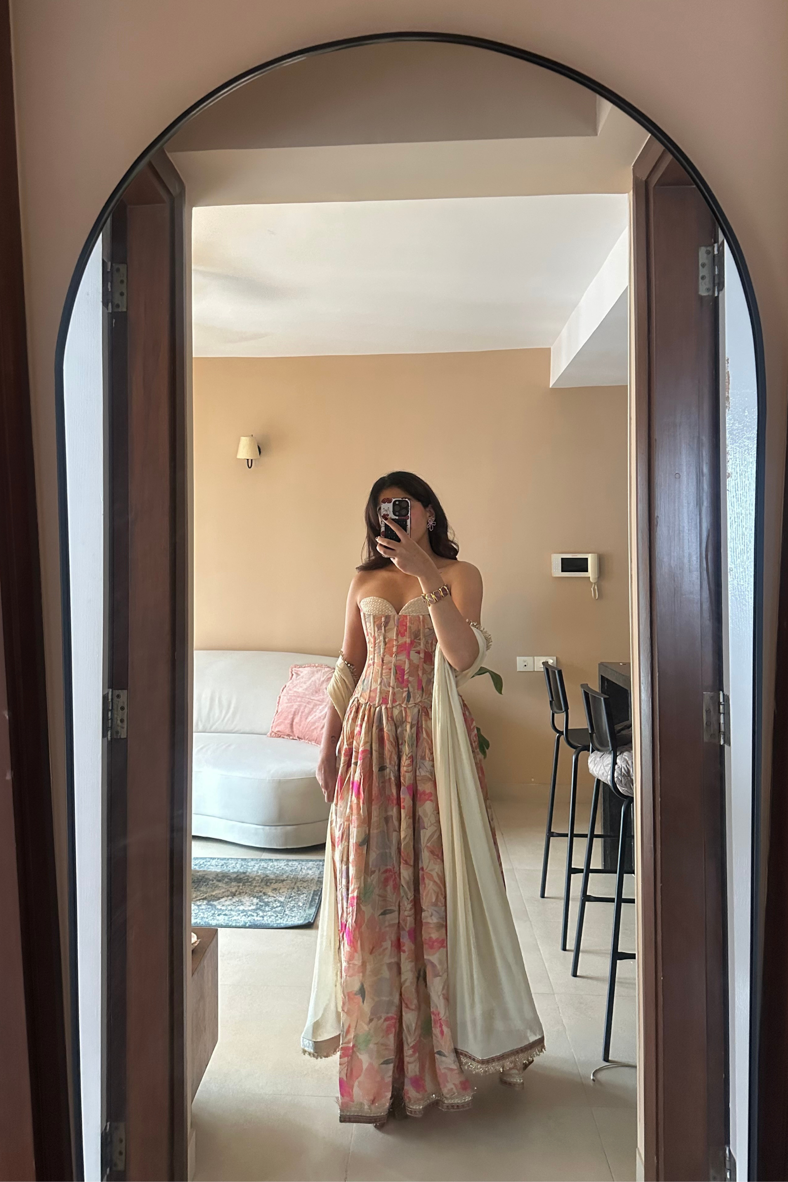 Jamila Ivory Sequinned Corset Muslin Lehenga Set