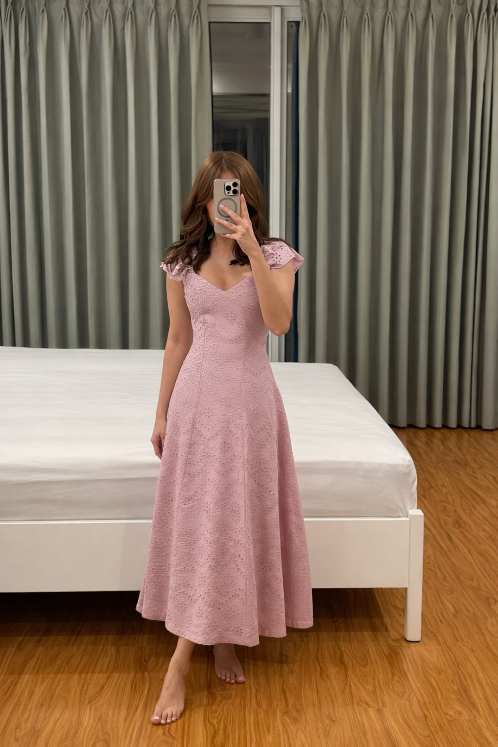 Violetta Lilac Embroidered Schiffli Midi Dress