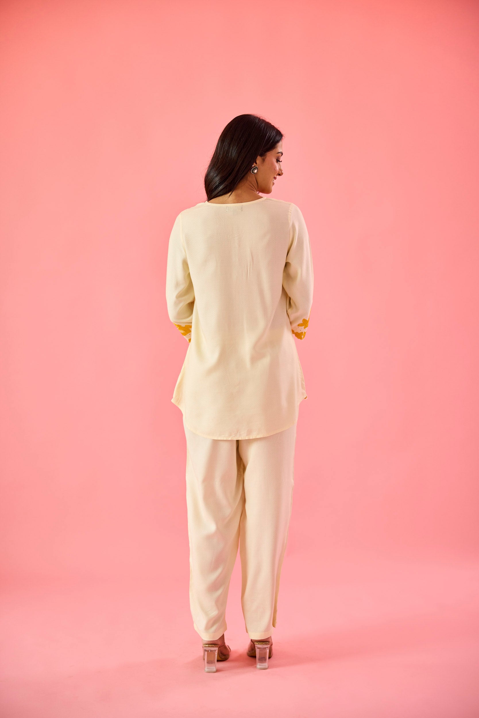 Blossom Cream & Yellow Cotton Embroidered Co-ord Set