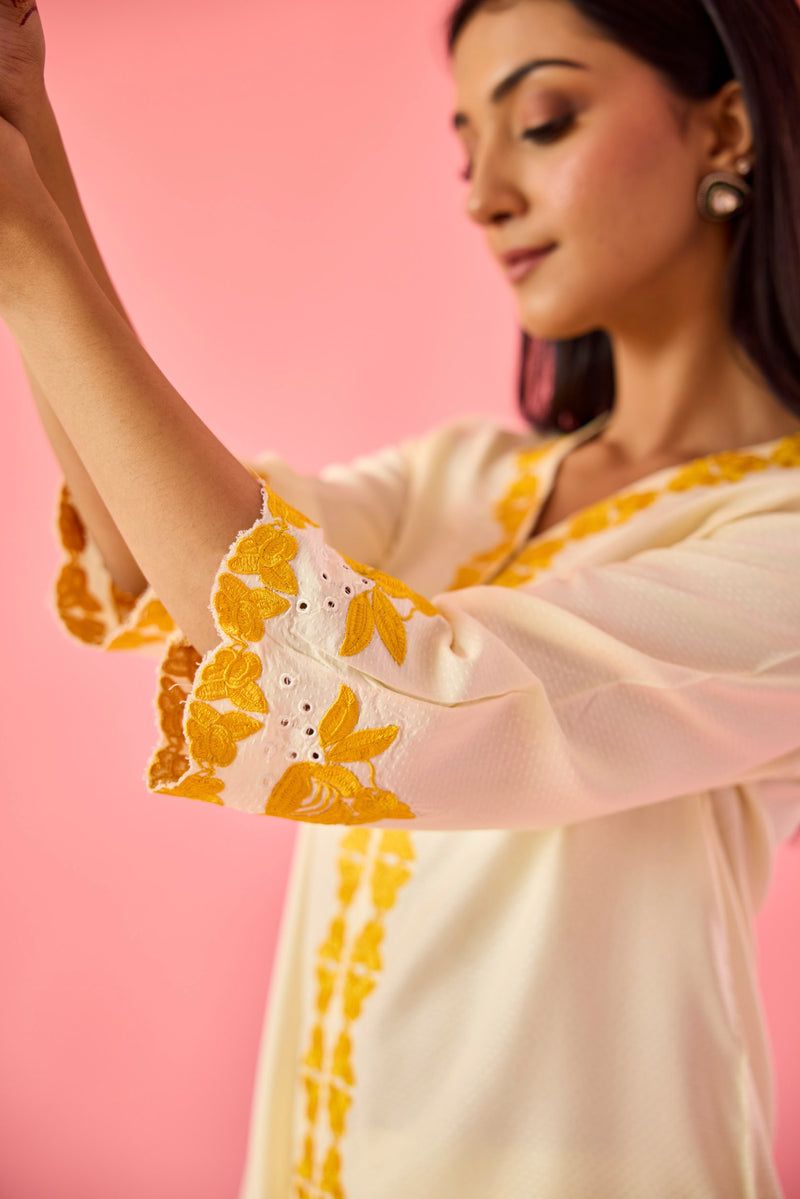 Cream Blossom Co‑Ord Set