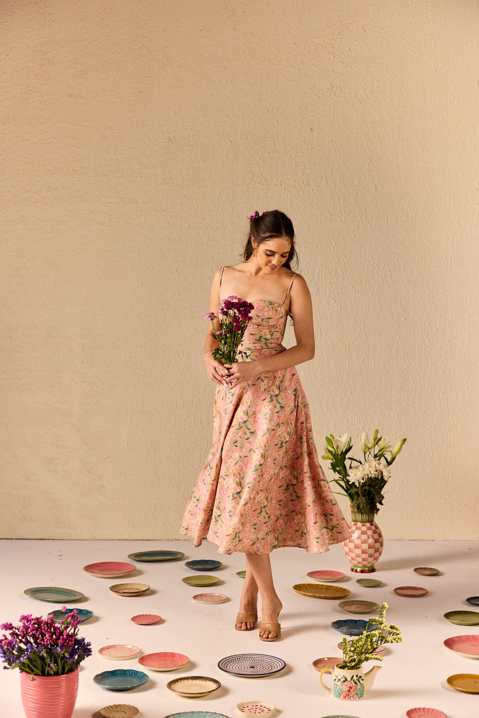 Bianca Pink Floral Midi Sundress