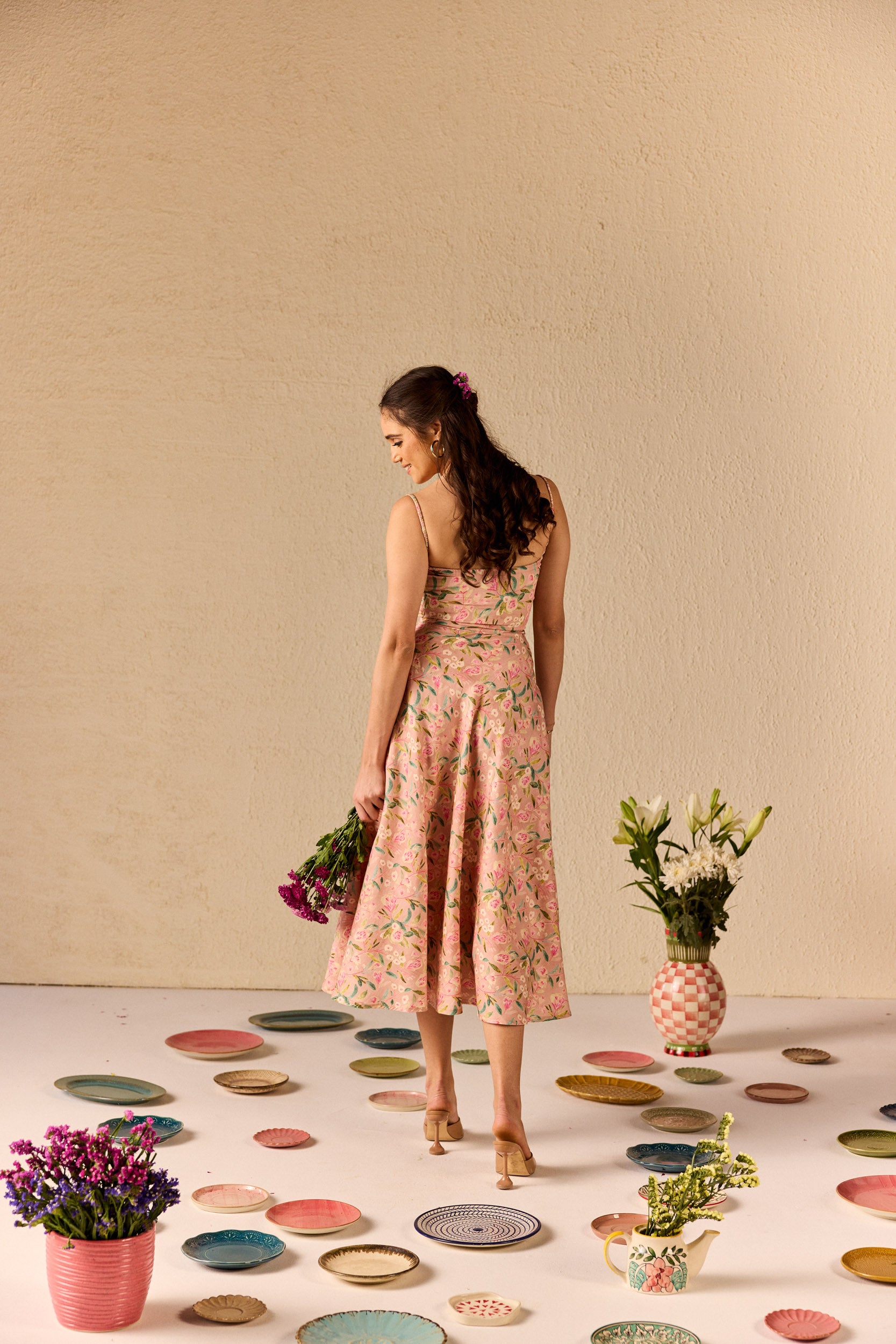 Bianca Pink Floral Midi Sundress