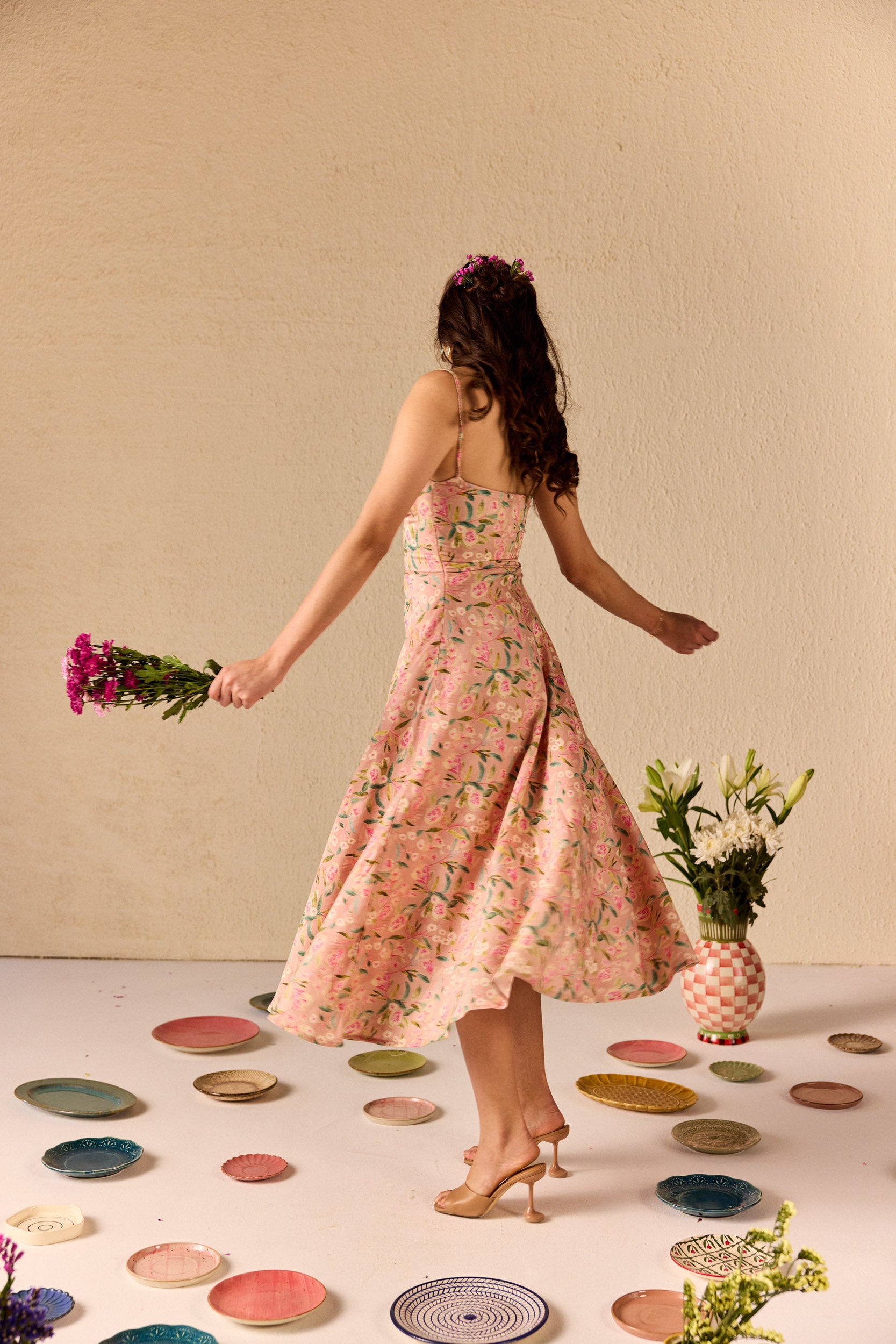Bianca Pink Floral Midi Sundress