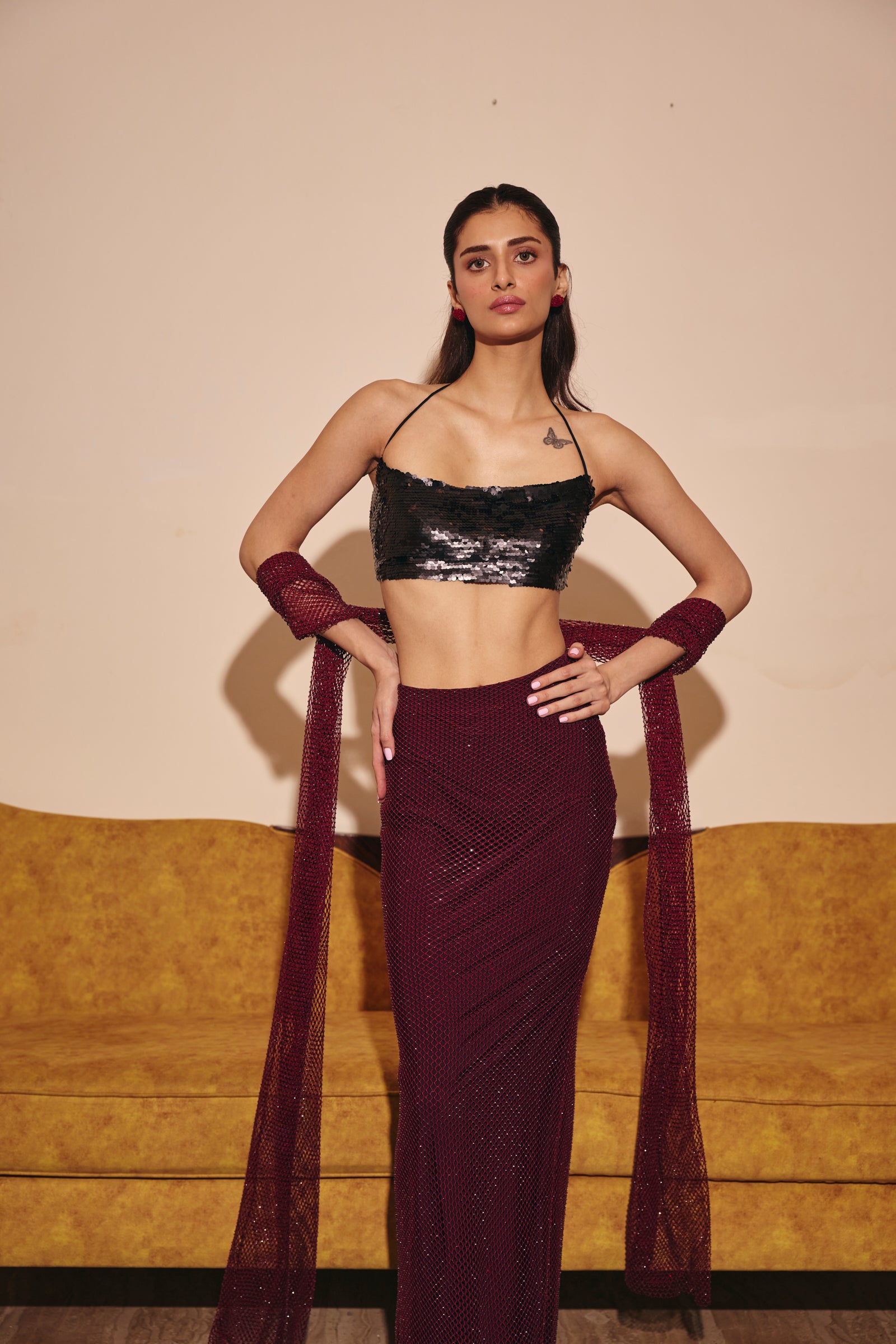 Antalya black & maroon Co-Ord Set