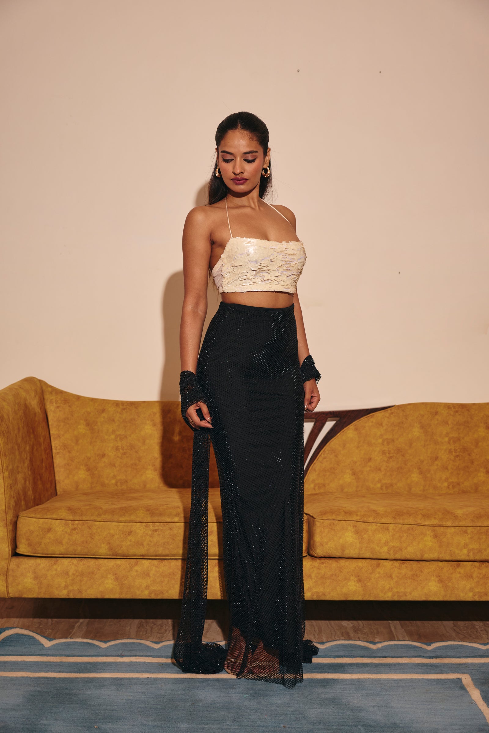 Tenerife black maxi embellished skirt