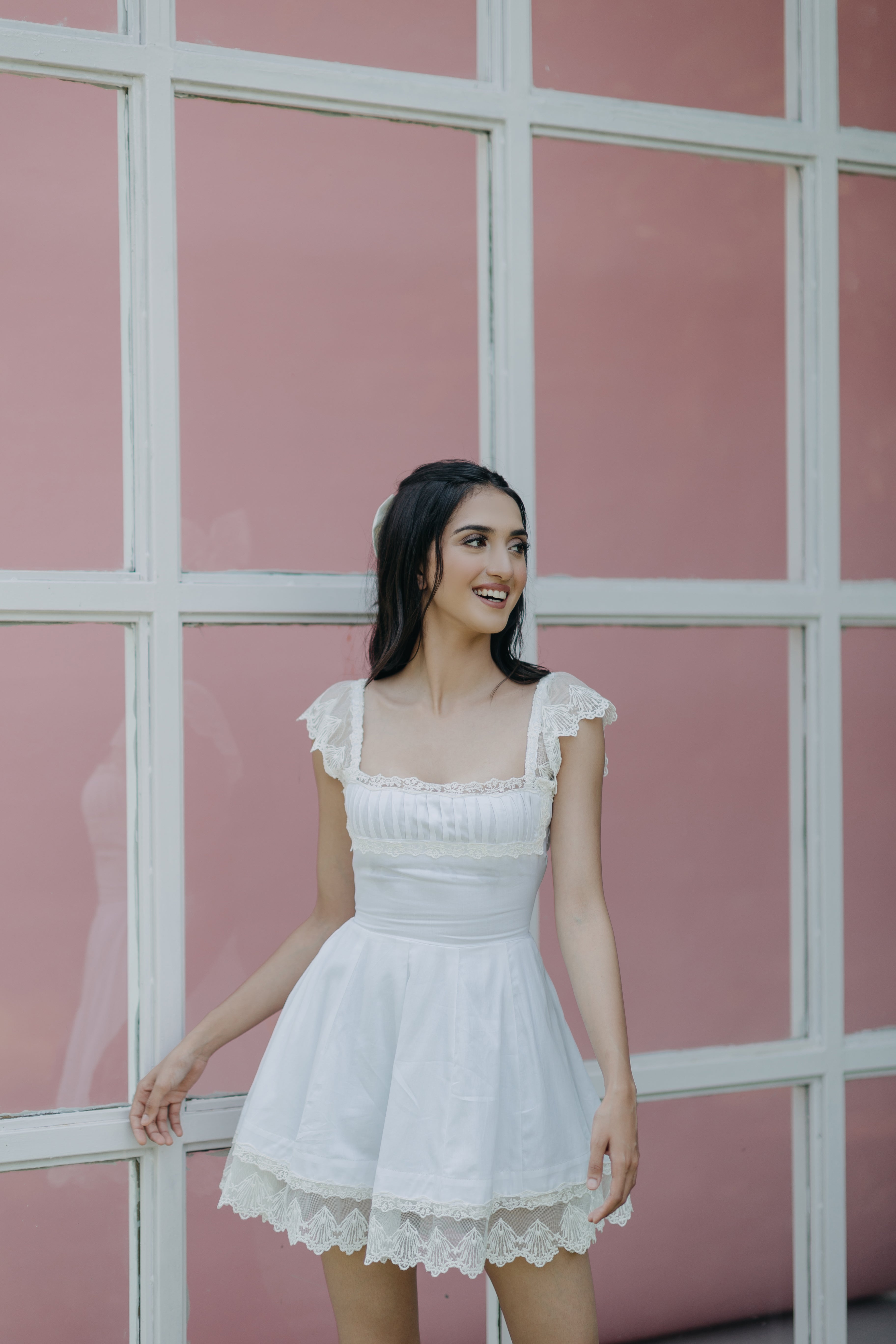 Angelina White A-Line Mini Dress